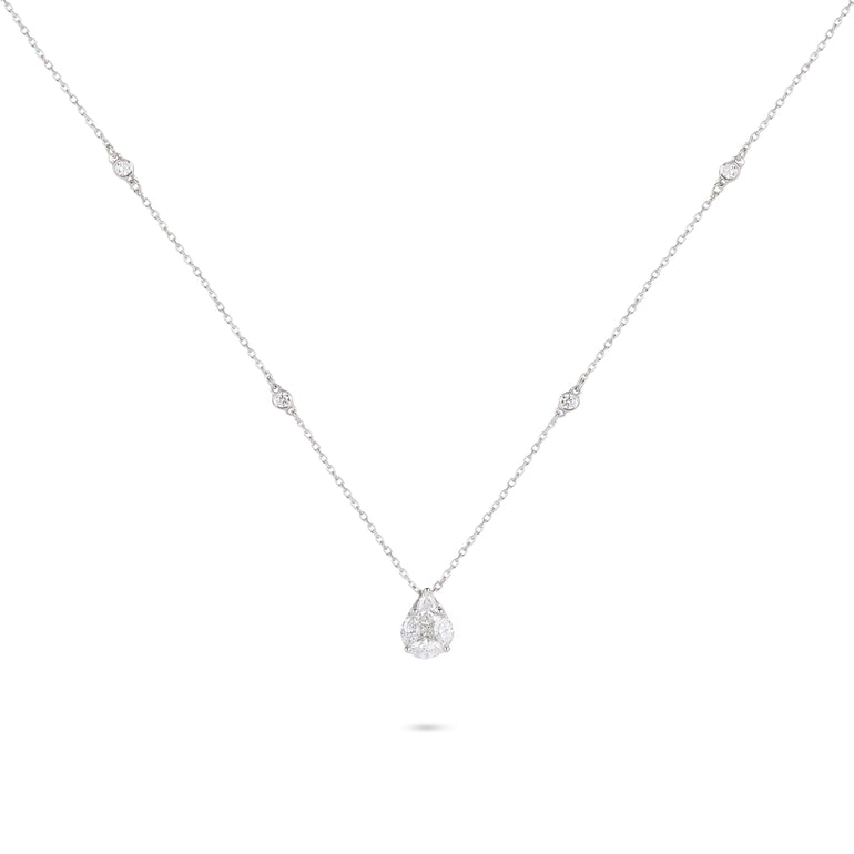 Pear Shaped Illusion Diamond Necklace | Buy Diamond Necklace Online