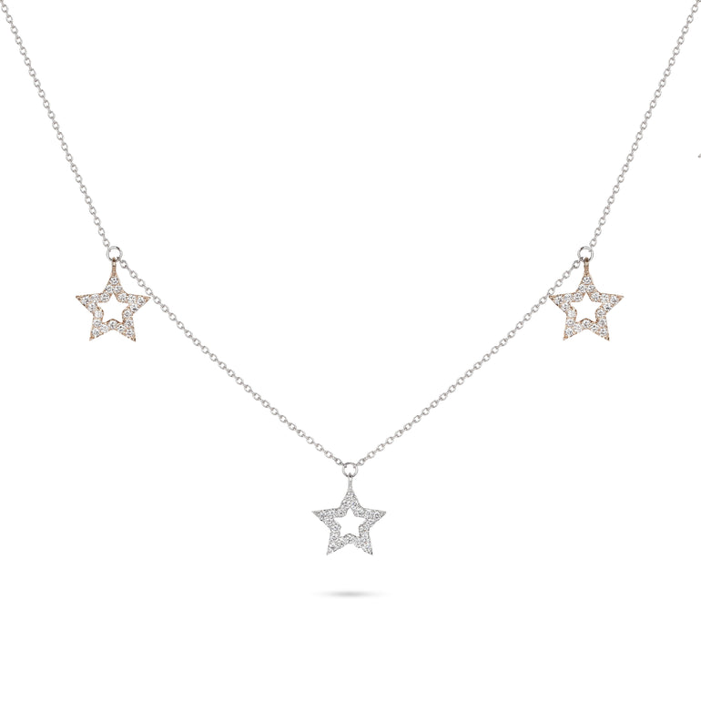 Two-Tone Star Charm Diamond Necklace | Diamond Necklace | Buy Diamond Necklace