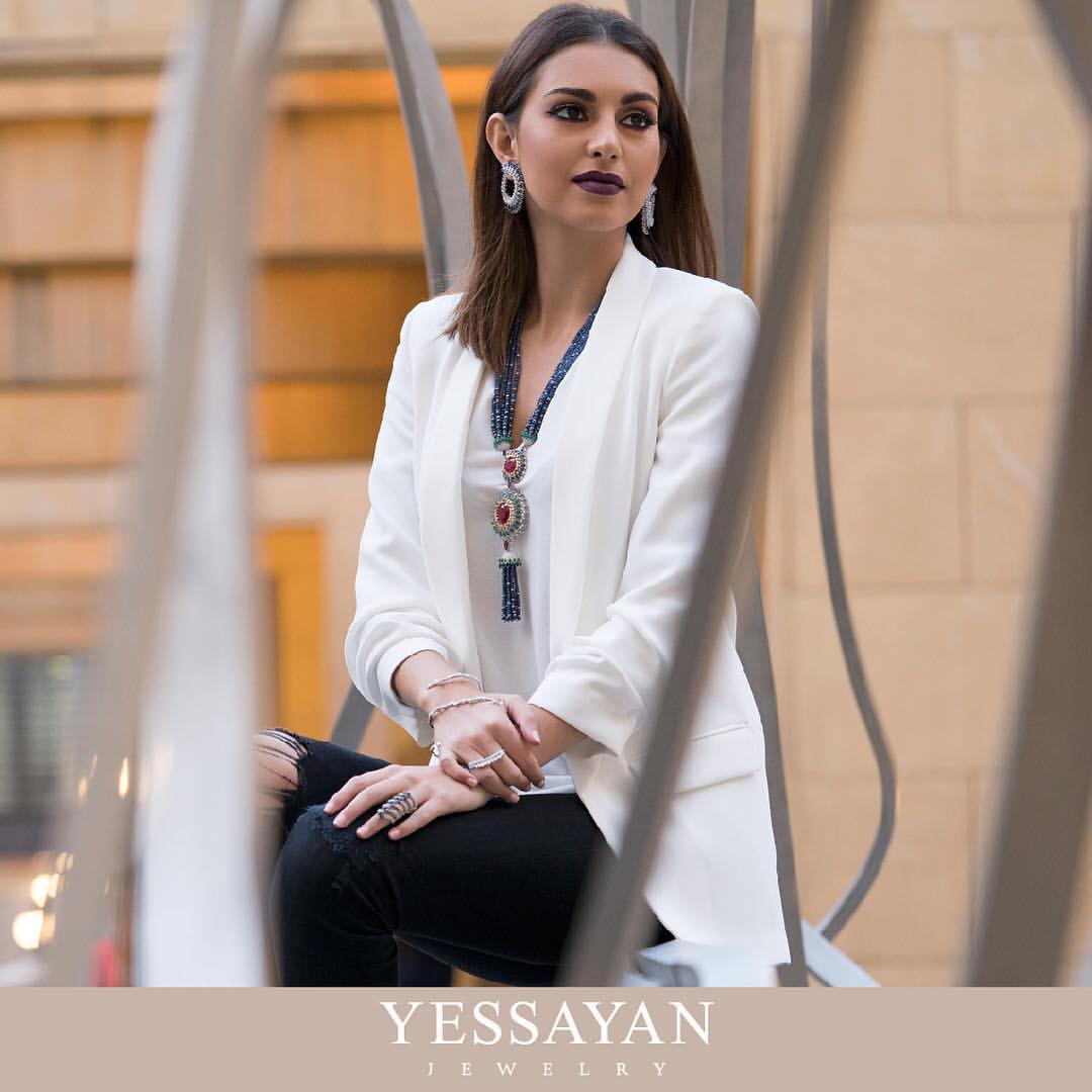 Diamond Cuff Earrings & Ring worn by Valerie Abou Chacra | Diamond Ring Online | Diamond Earring