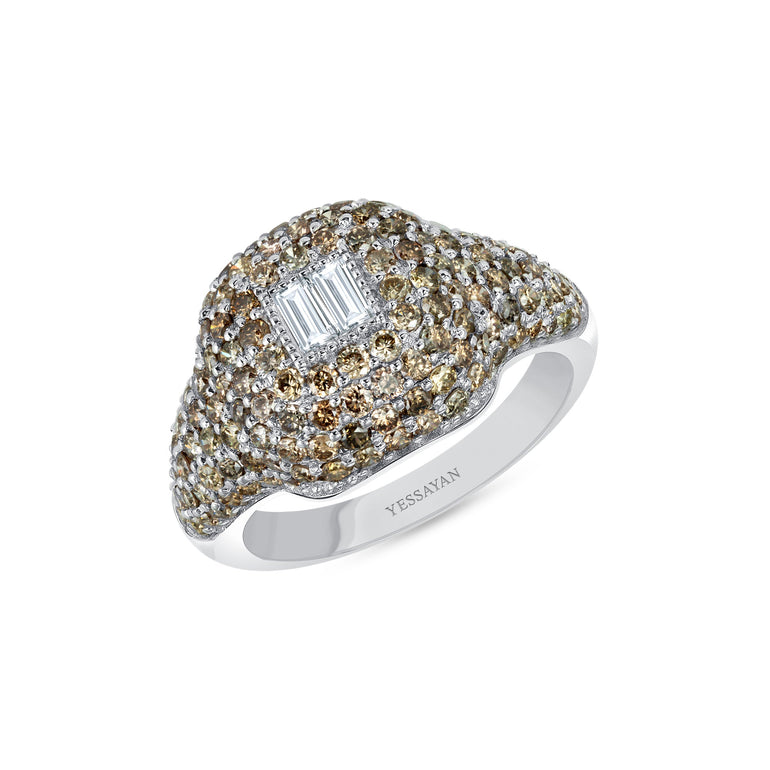 Champagne Diamond Signet Ring | Diamond Ring | Buy Jewellery online
