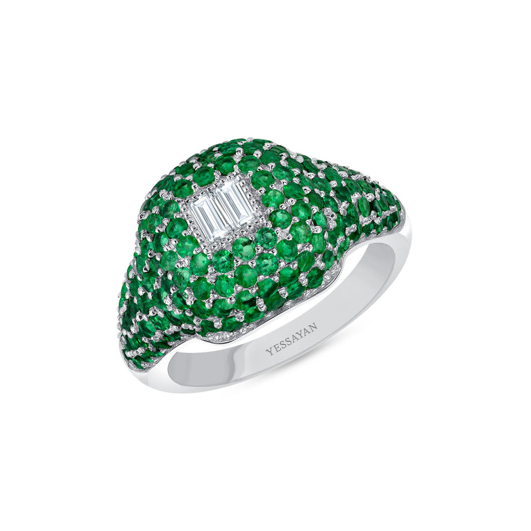 Emerald & Diamond Signet Ring | Diamond Ring | Best Jewellery Stores