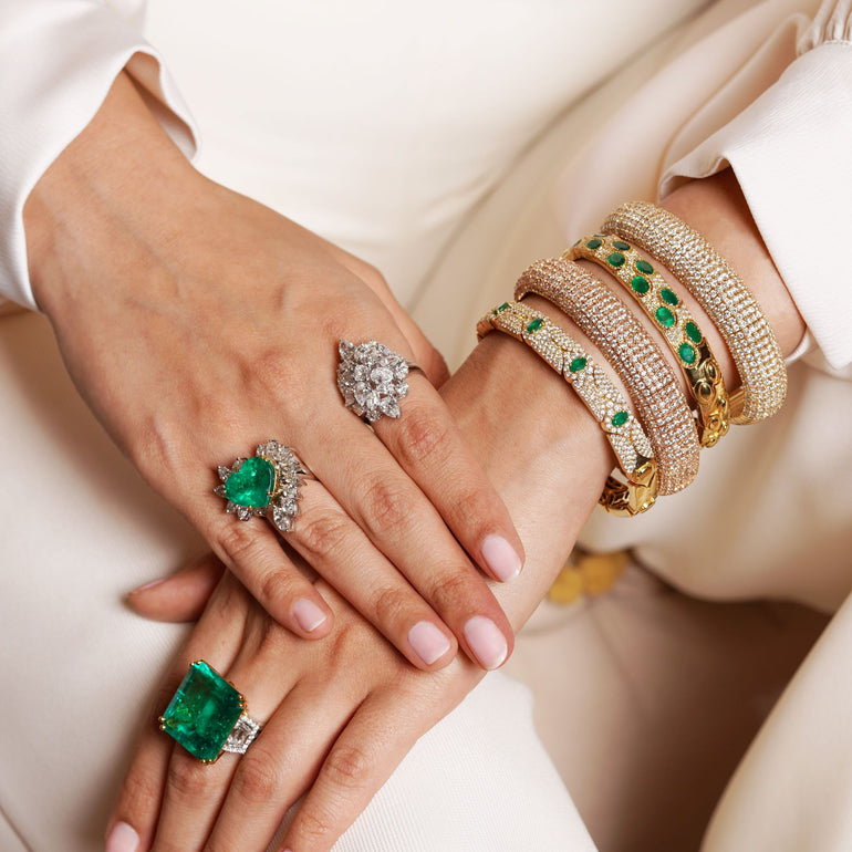 Emerald & Diamond Set | Diamond Necklace Set | Diamond Jewellery Set