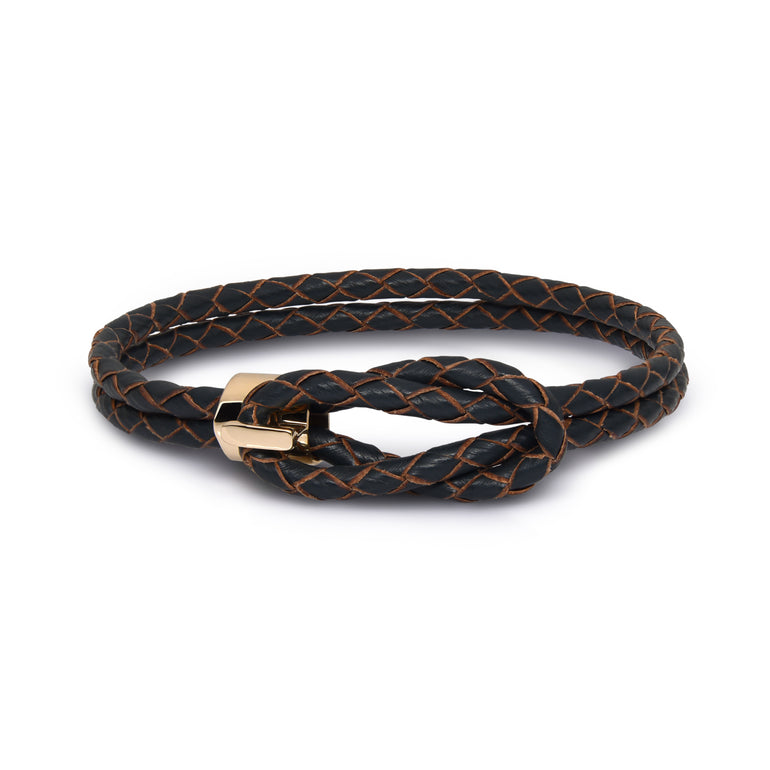 H.Aitch - 18K Gold & Leather Bracelet | Best jewelry stores 