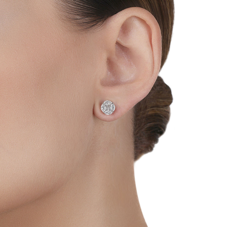 Big Diamond Illusion Stud Earrings | Bridal jewelery set 