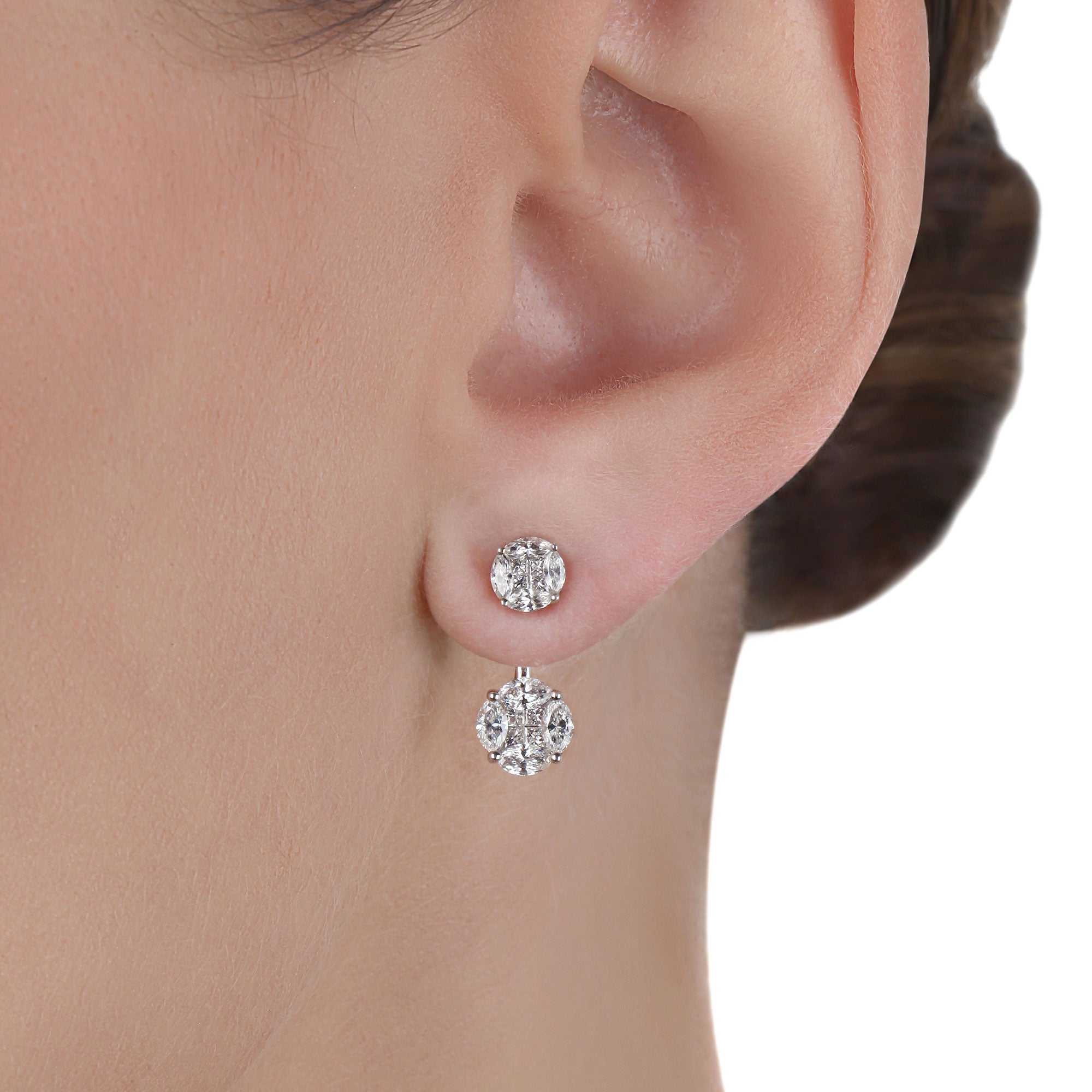 Attachable Illusion Diamond Stud Earrings | Jewelry shops online|