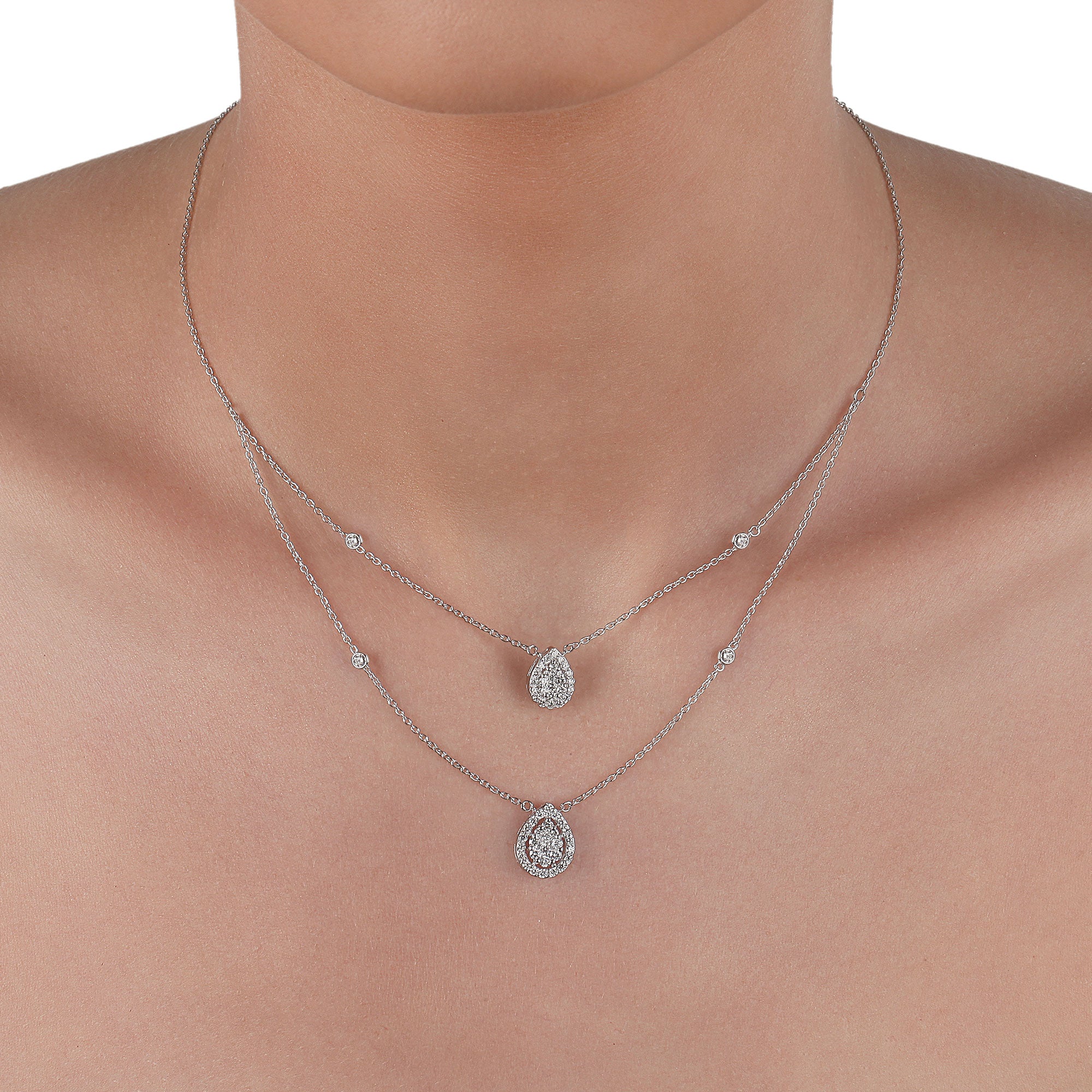 Double Layer Pear Diamond Necklace | Diamond Necklace | Jewellery Design