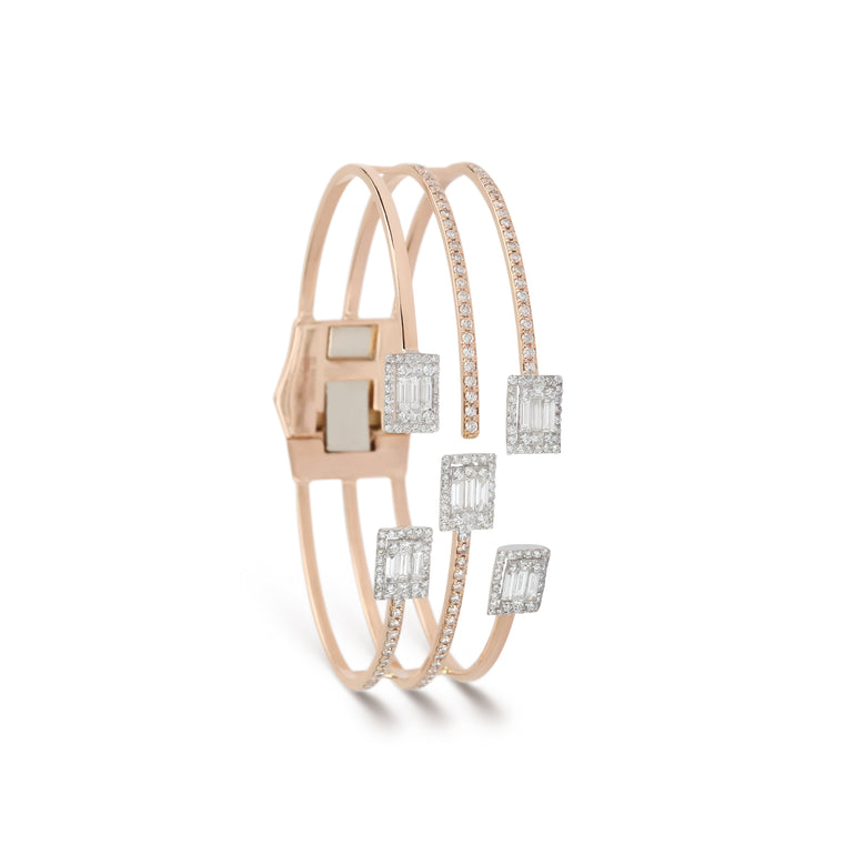Baguettes & Rose Gold Cuff Bracelet |  Jewelry shops online