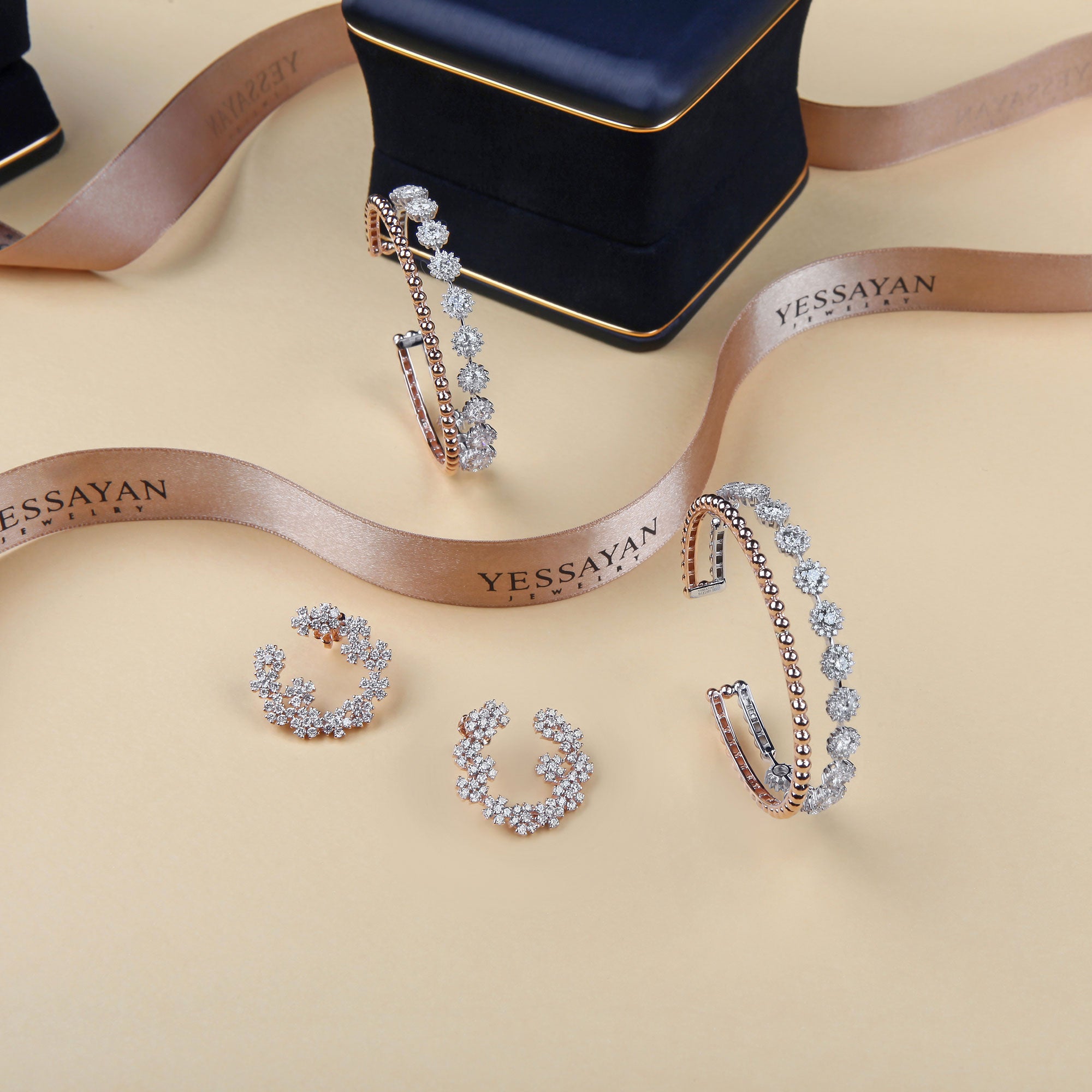Diamond & Rose Gold Cuff Bracelet | Buy Jewelry online 