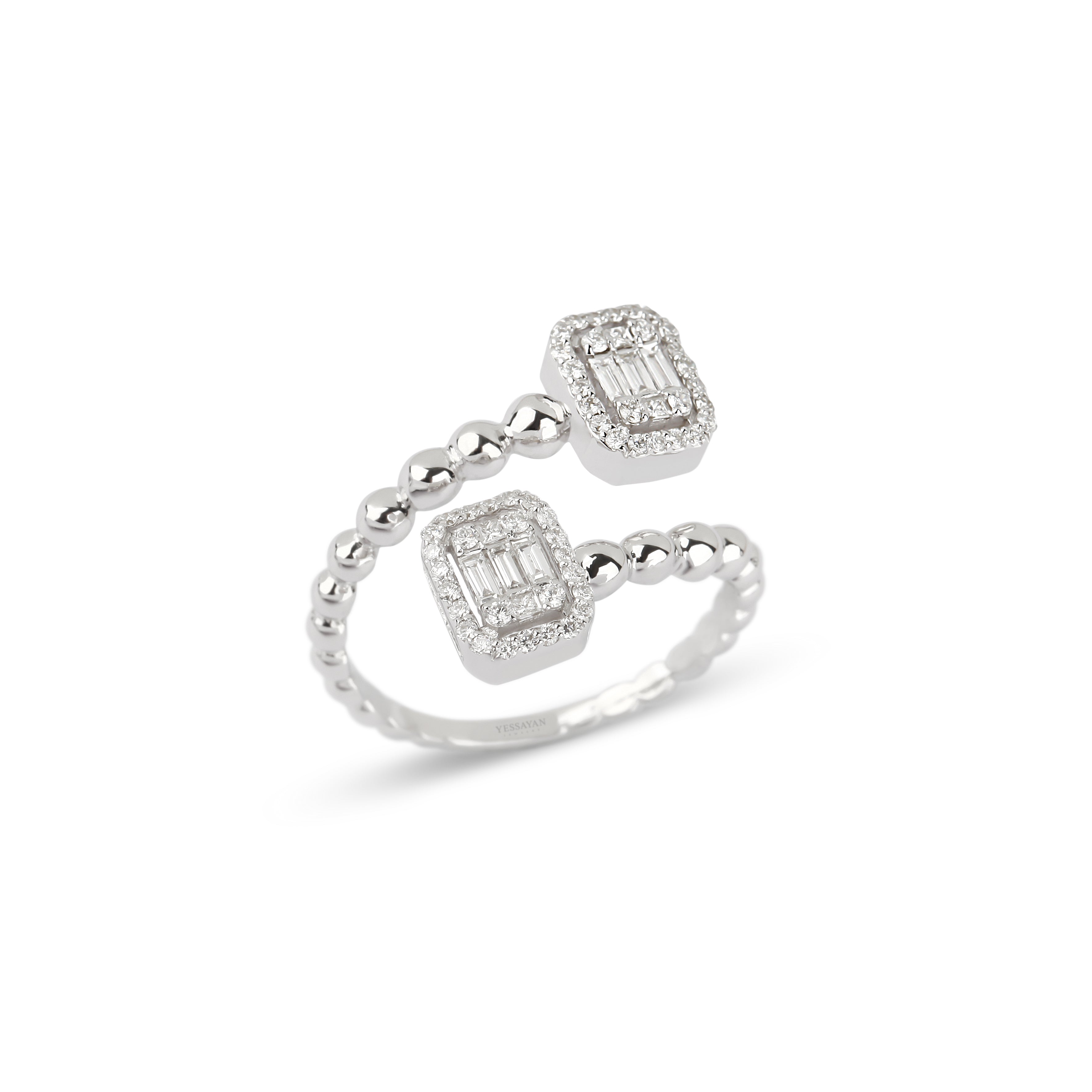 White Gold Double Baguettes Illusion Diamond Ring | Solitaire ring | Diamond Bracelet 