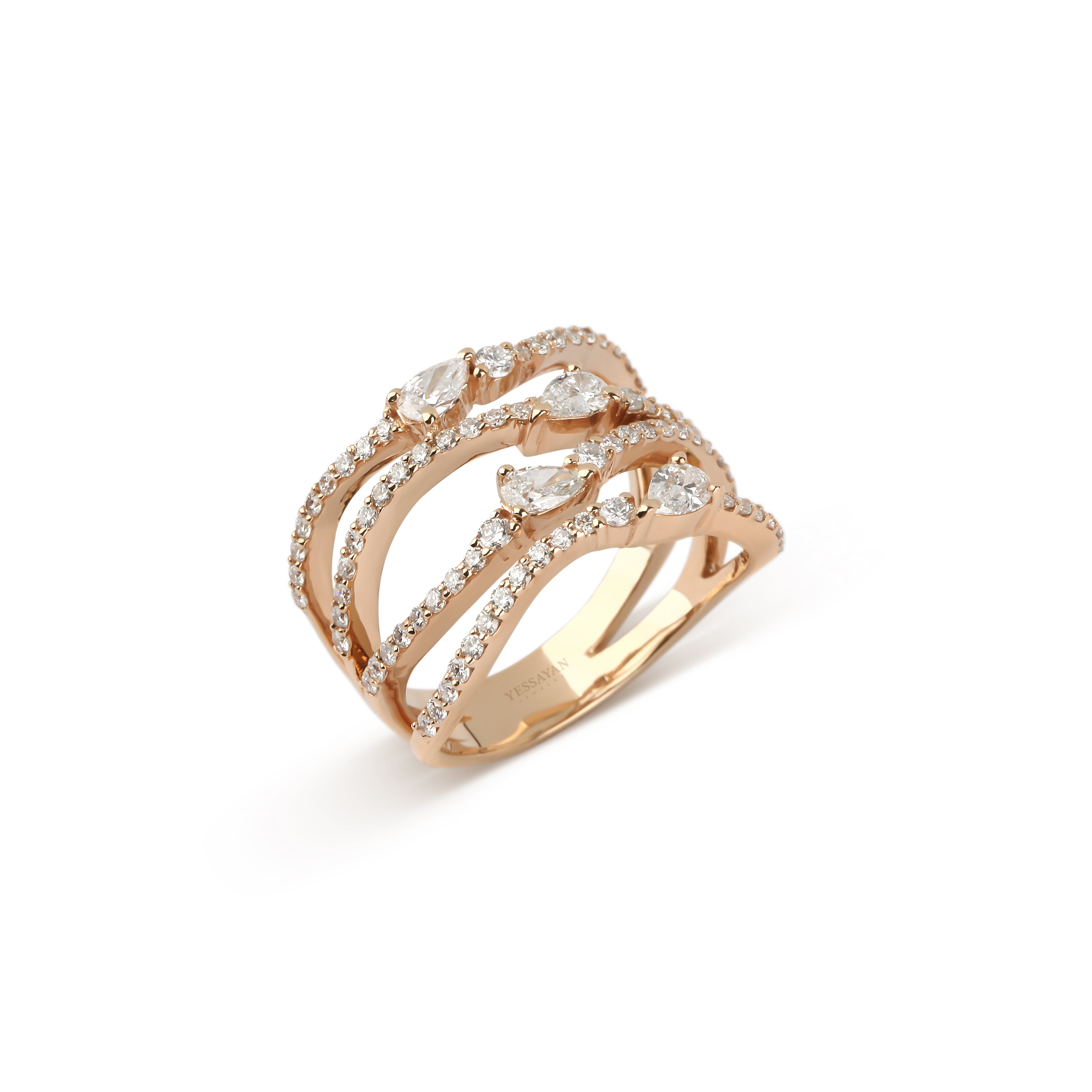 Rose Gold Pear & Round Diamond Ring | Bridal jewelery set | Diamond ring 