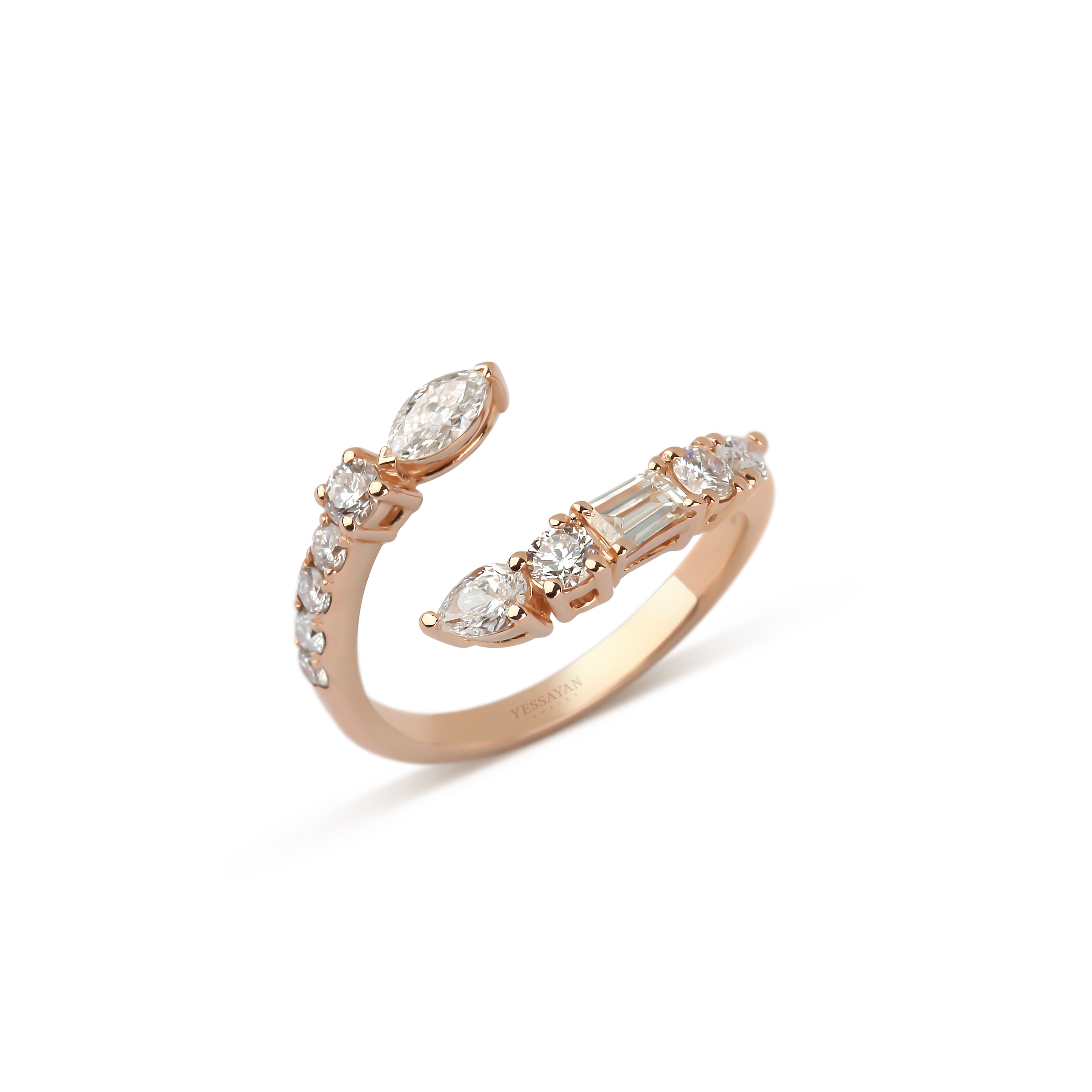 Rose Gold Mixed Cut Diamond Ring | Bridal Jewelry | Diamond ring 