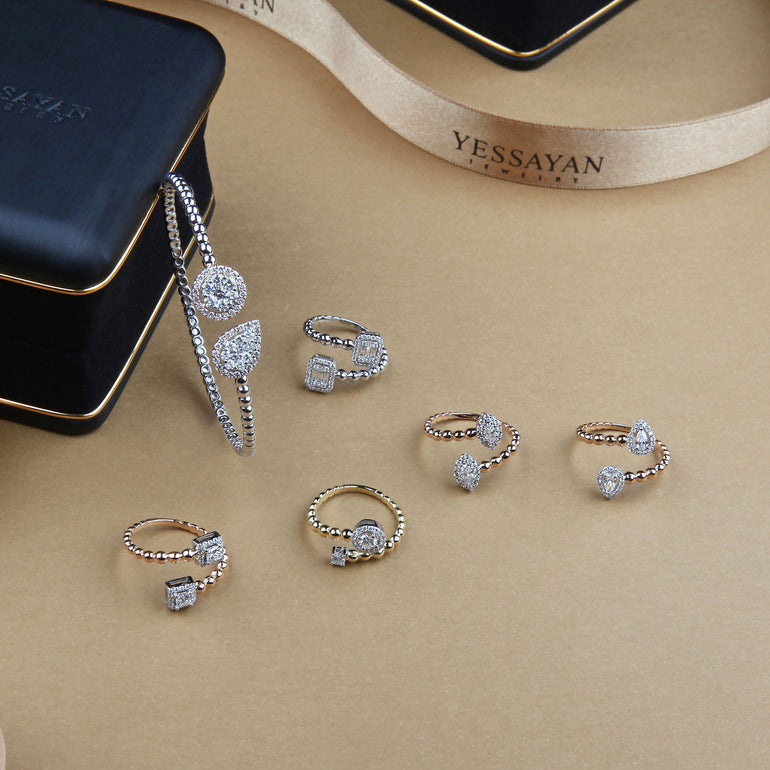 Pear & Round Diamond Illusion Cuff Bracelet | Buy Jewelry online 