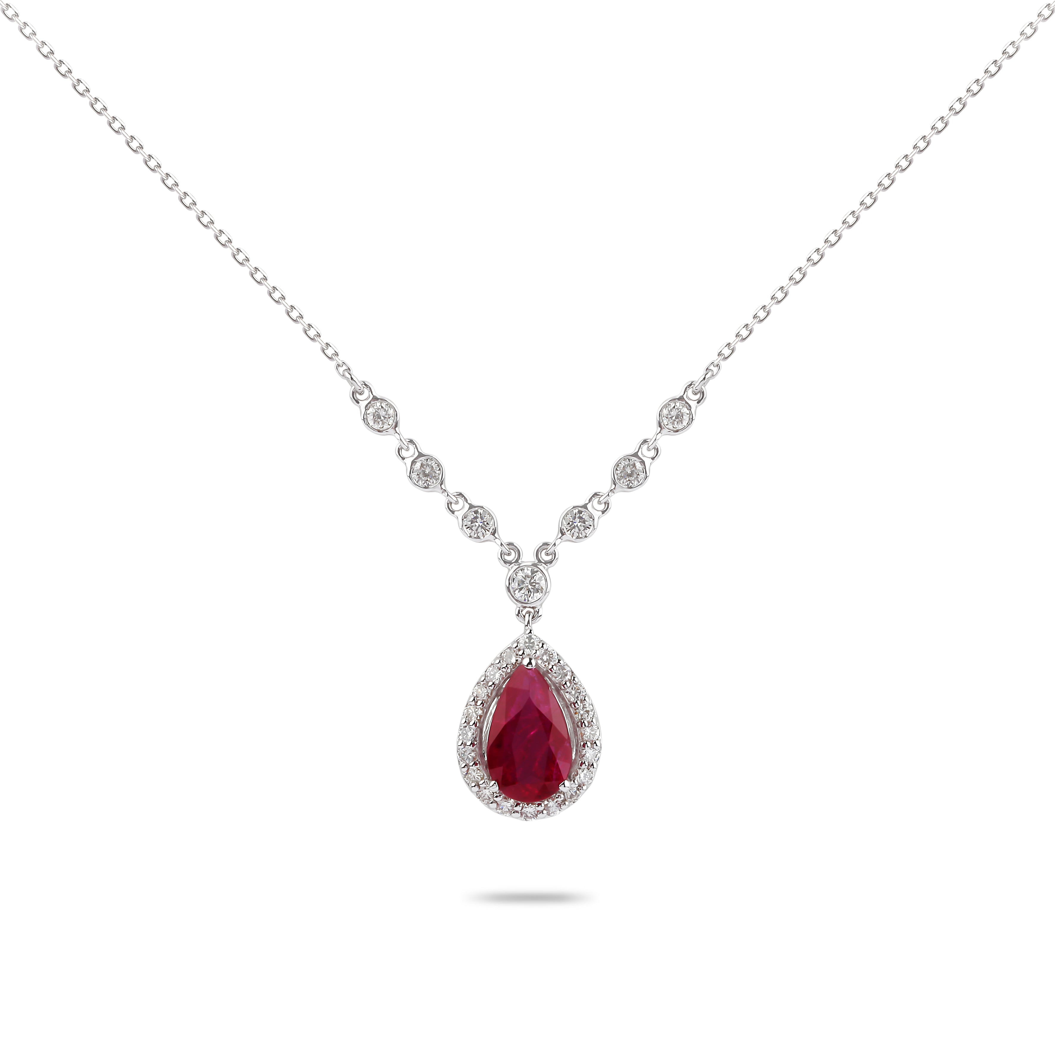 Ruby & Diamond Accented Necklace | Diamond Necklace | Diamond Jewellery Necklace