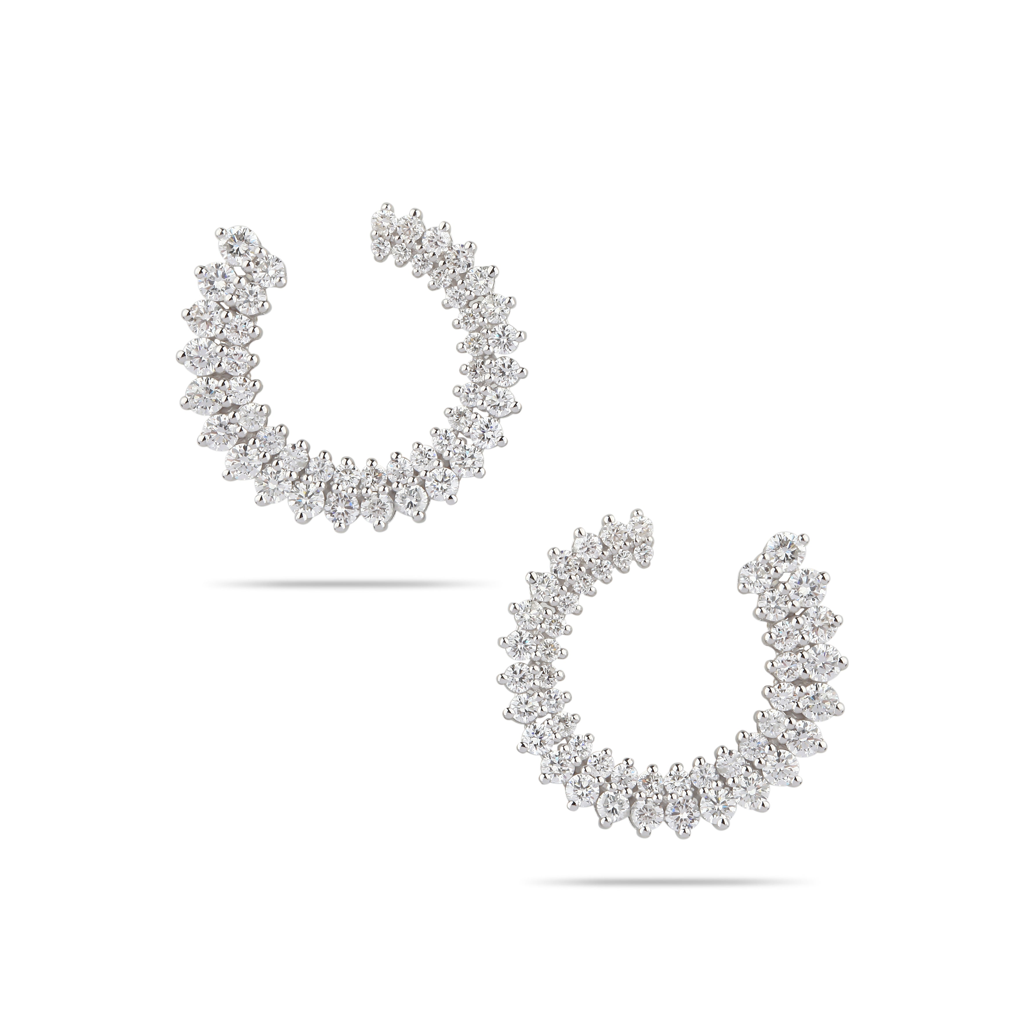 Double Diamond Row Hoops  | Bridal jewelery set 