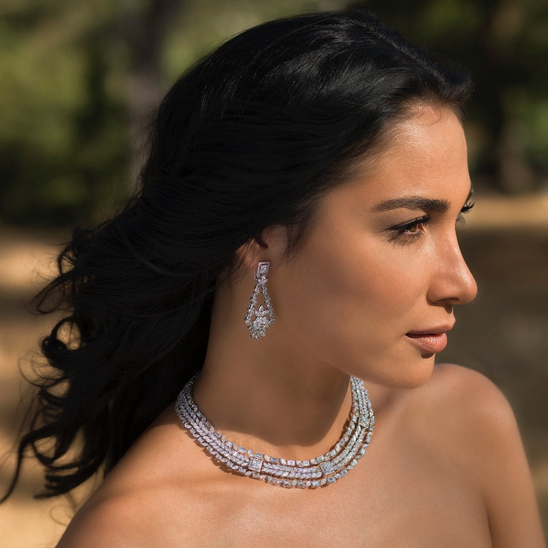 Emerald Cut with Marquise Shape Diamond Set | Online Diamond Jewellery Store