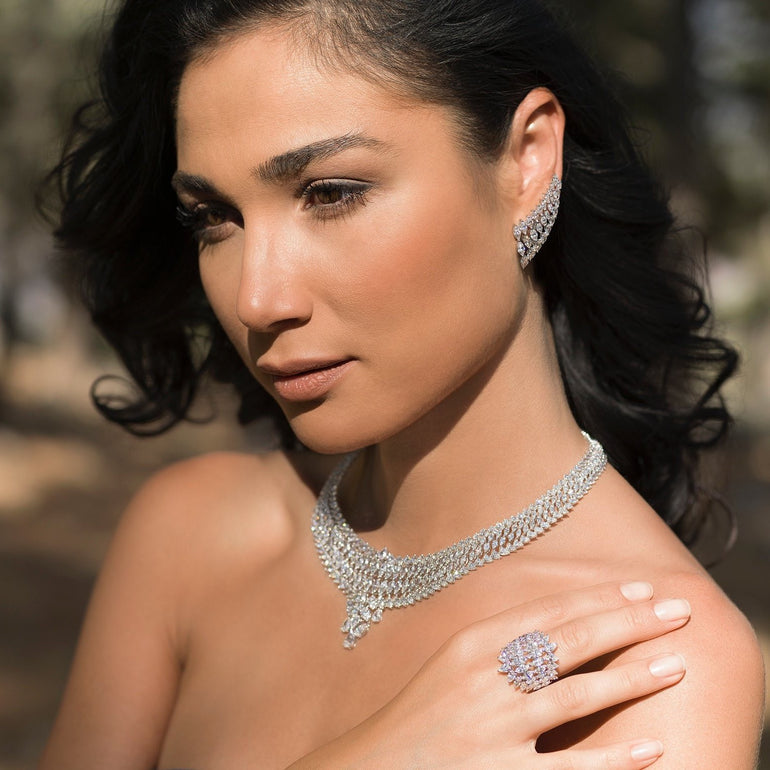 Marquise & Pear Shape Diamond Set | Buy Diamond Necklace Set Online