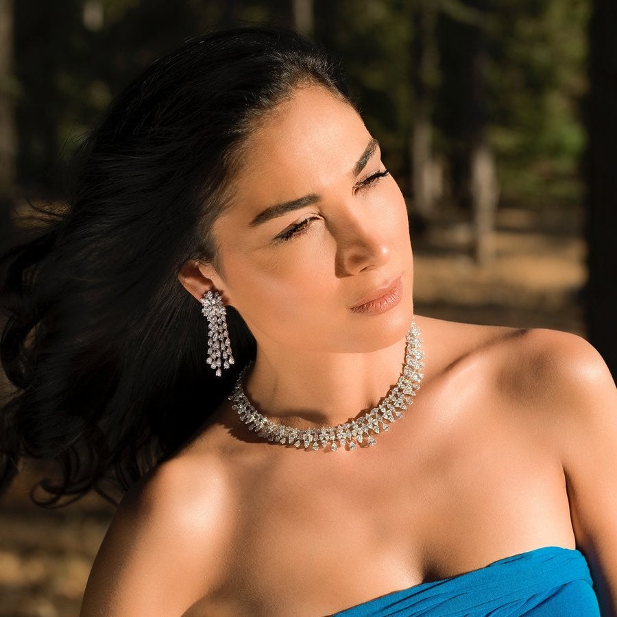 Pear & Marquise Shape Diamond Set | Diamond Jewellery Set Online