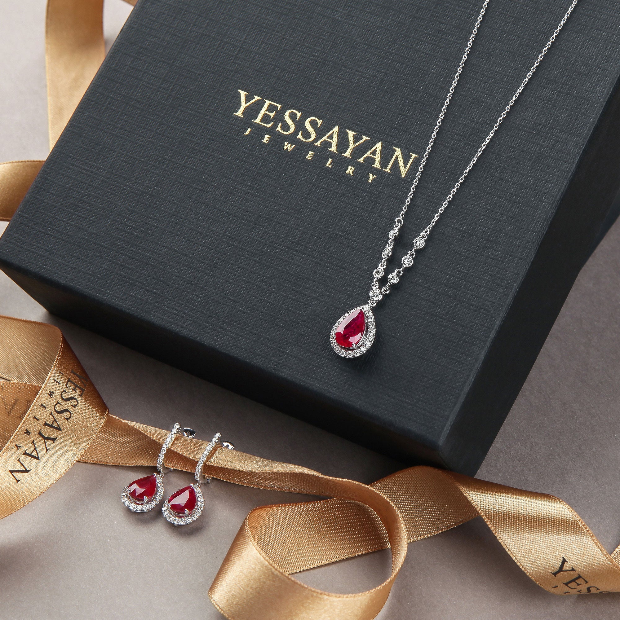 Ruby & Diamond Accented Earrings | Jewelry store 