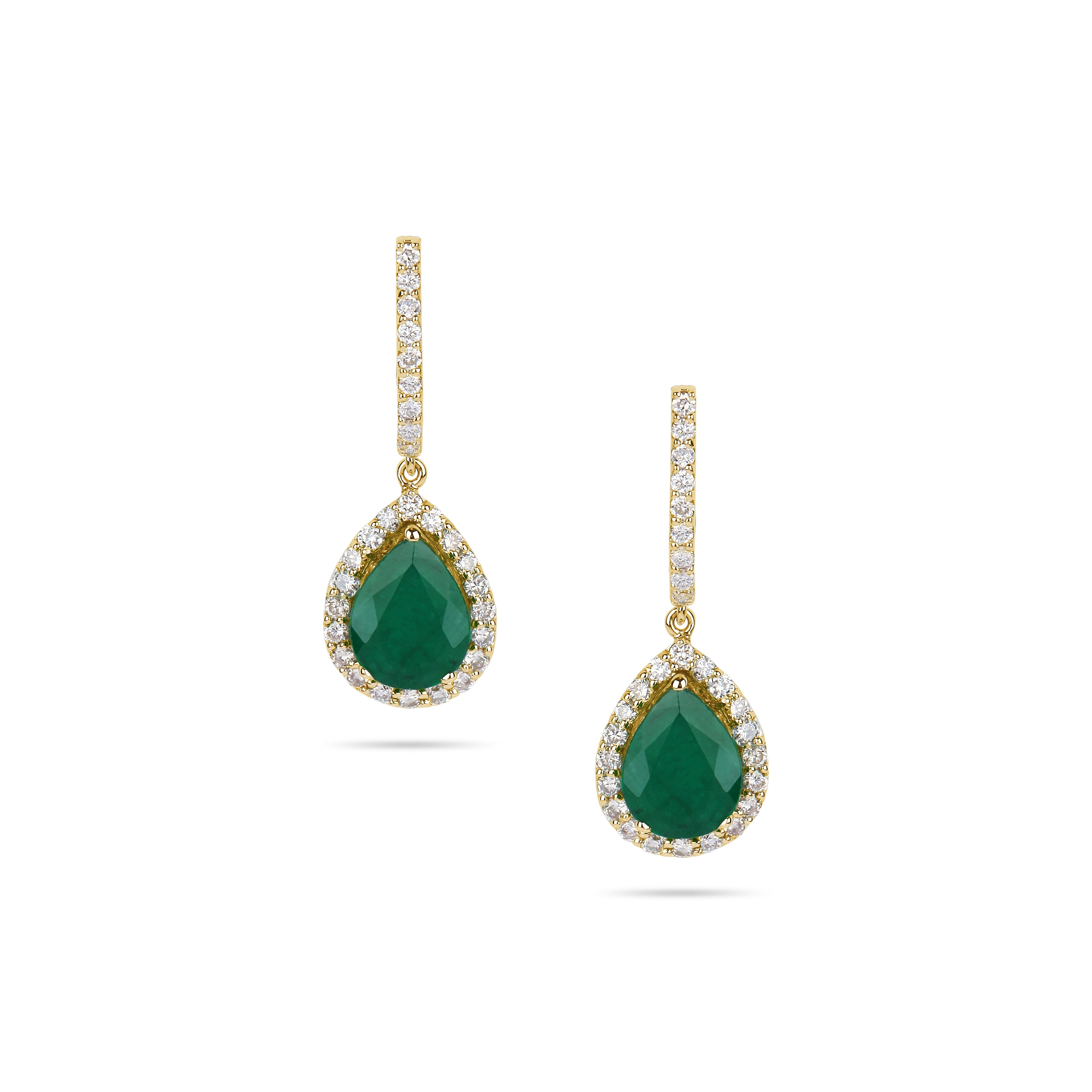 Emerald & Diamond Accented Earrings