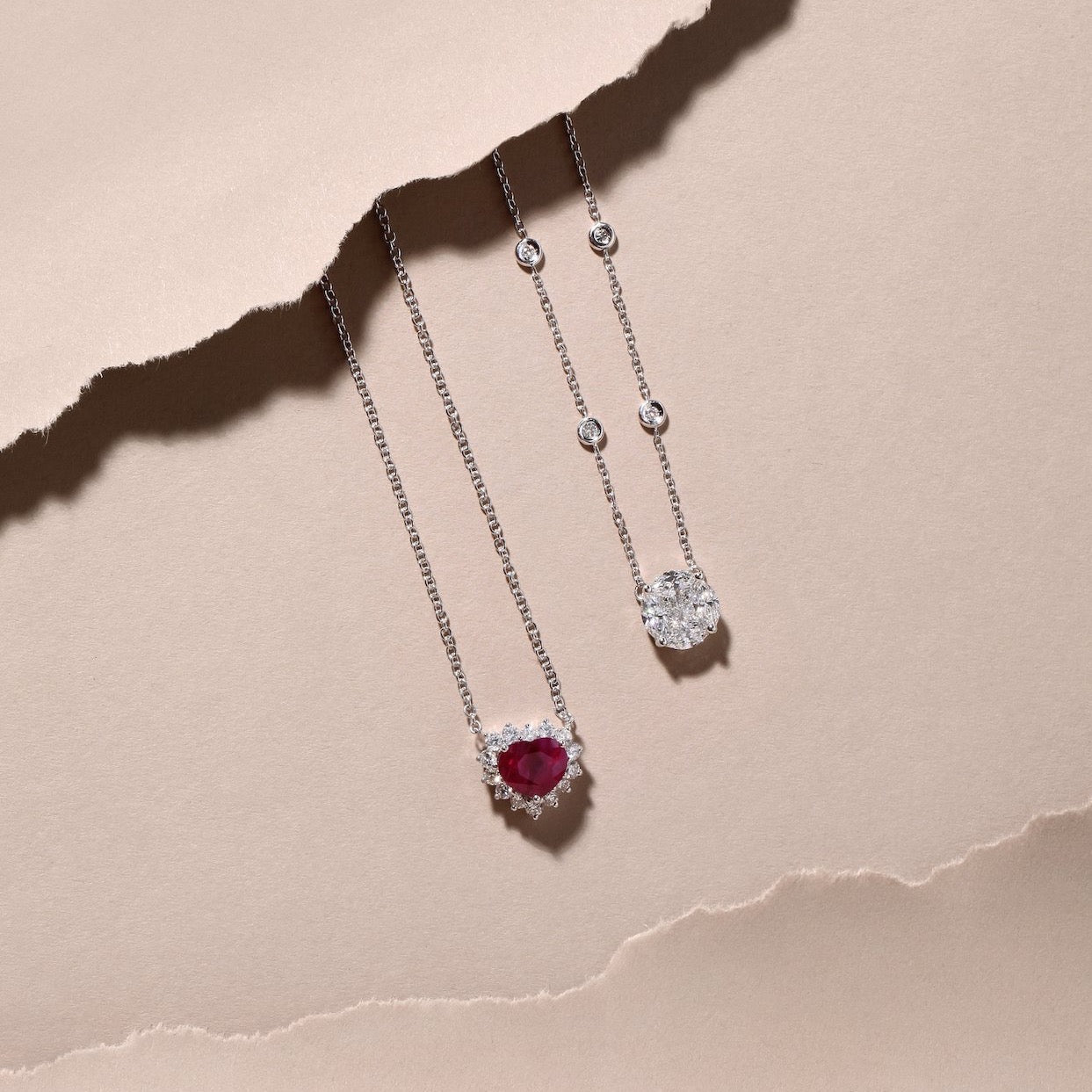 Ruby & Diamond Heart Necklace | Diamond Necklace | Diamond Necklace For Women