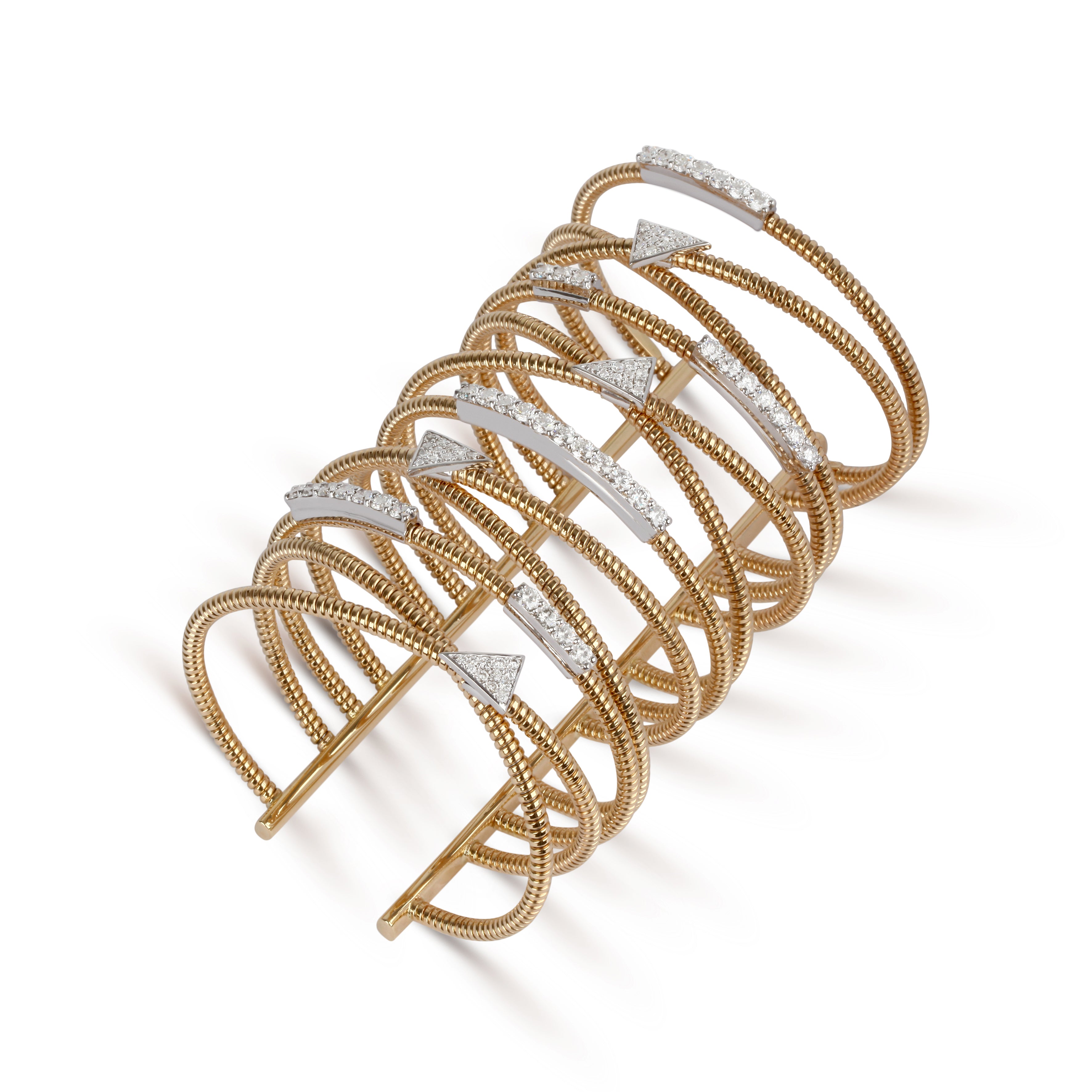 Two-Tone Wide Diamond Charm Cuff Bracelet | Best Jewellery Design | Bracelet Design