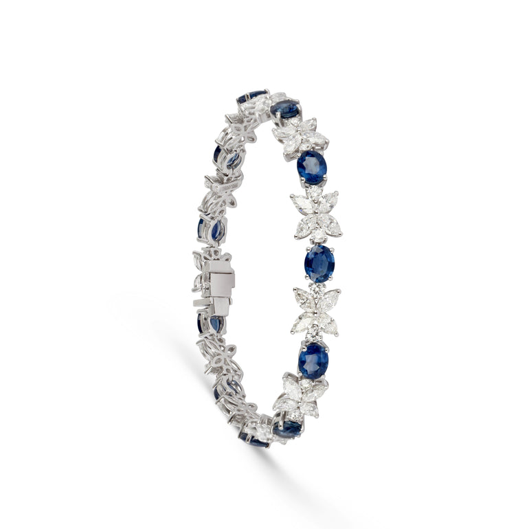 Sapphire & Diamond Patterned Link Bracelet | Bracelet Design | Jewel Online Shopping