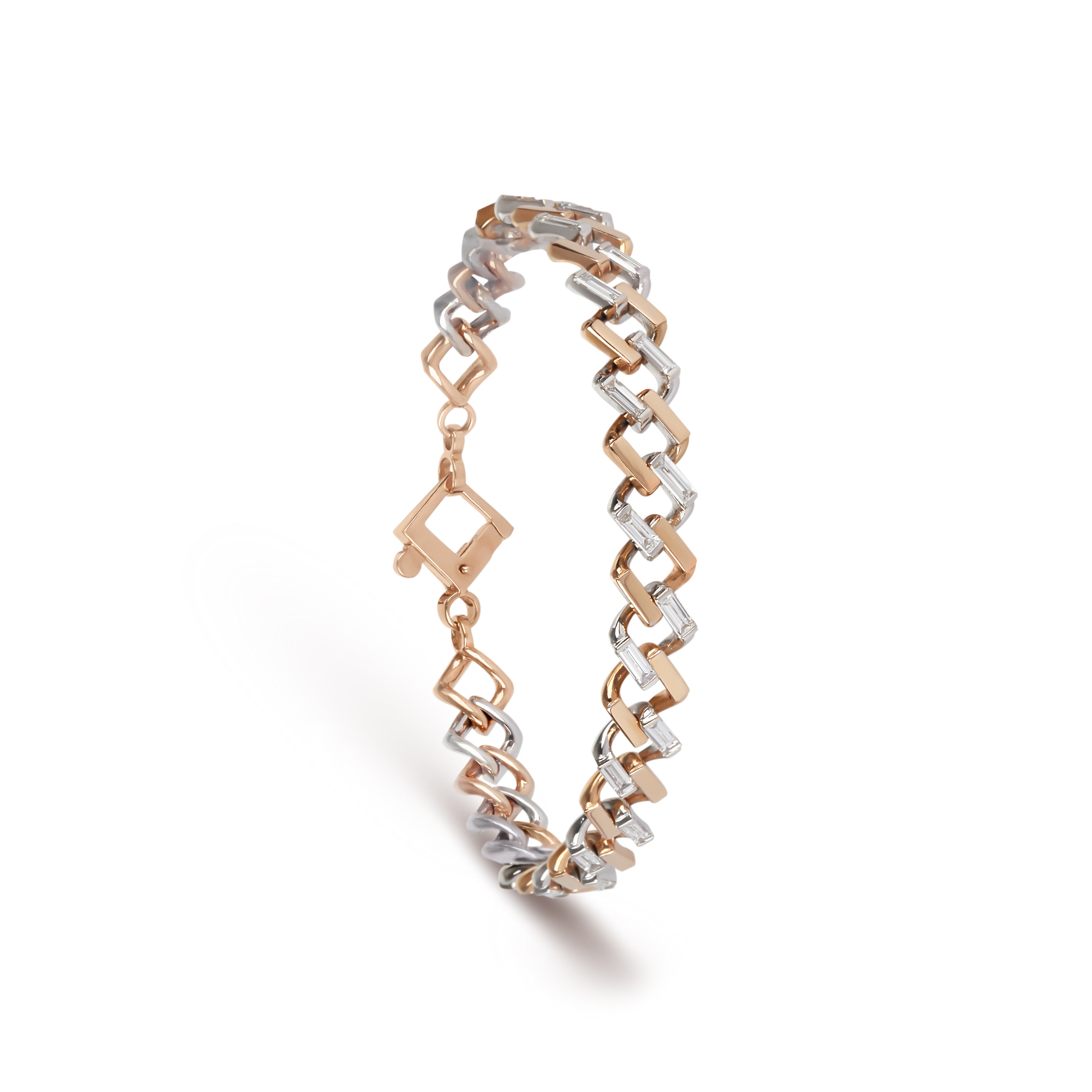 Two-Tone Baguette Diamond Chain Bracelet | Bracelet Chain | Diamond Store Online