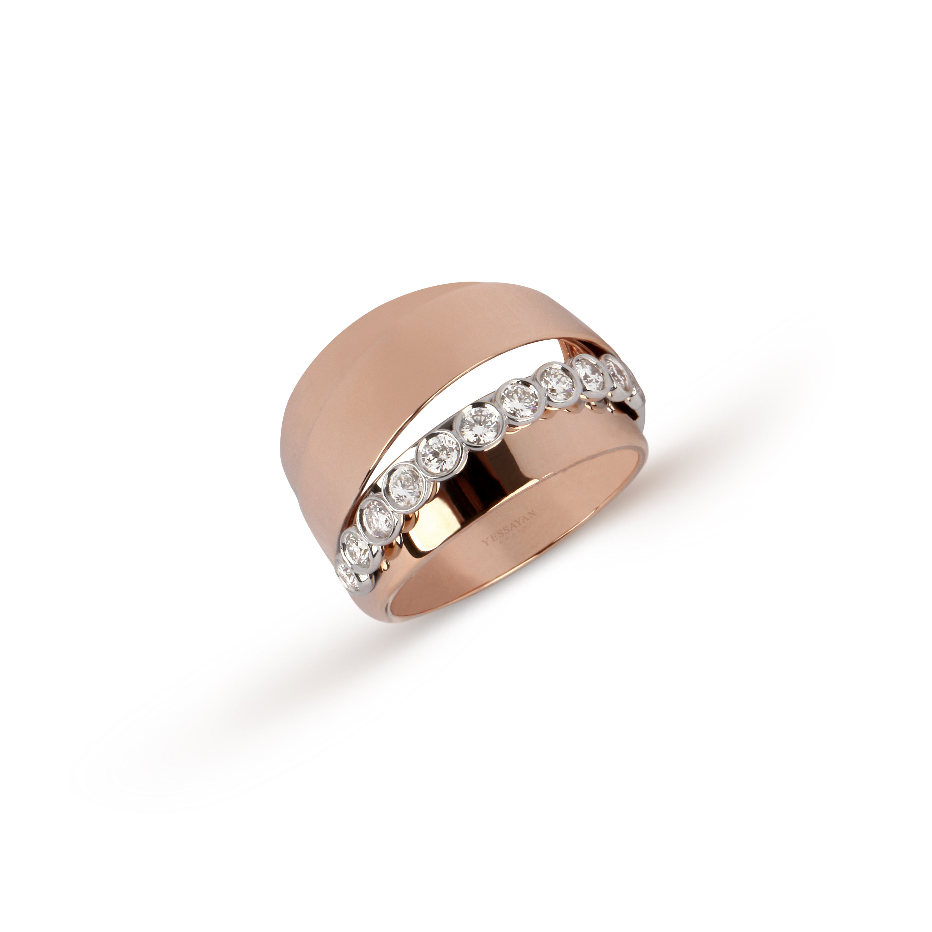 Two-Tone Bezel Diamond Open Band | Buy Rings Online | Diamond Jewellery Online