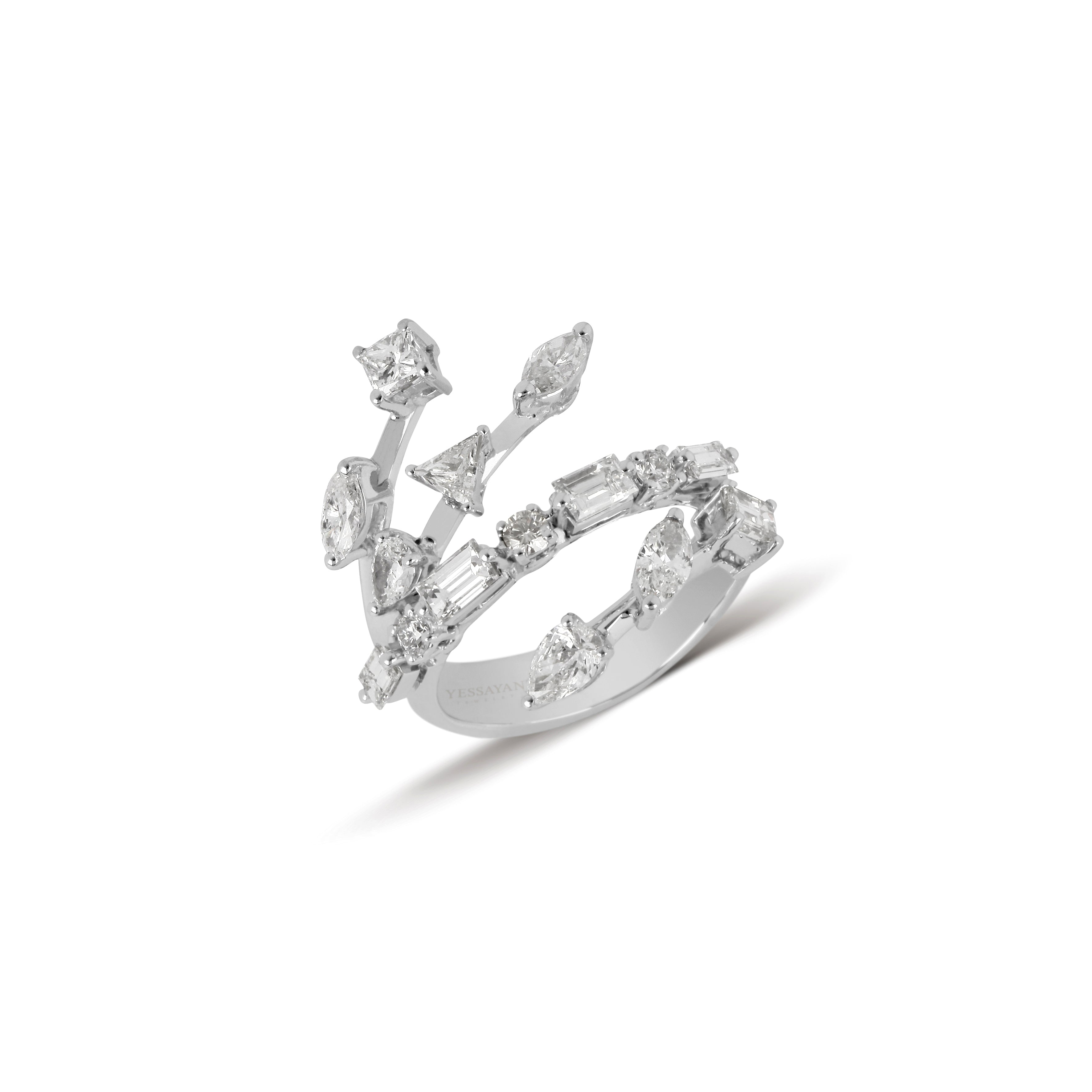 Multi-Cut Diamond Overlapping Ring | Diamond Ring | Jewel Online Shopping