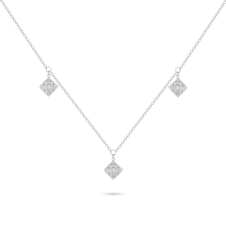 Square Diamond Charm Necklace | Diamond Necklace | Diamond Necklace Design