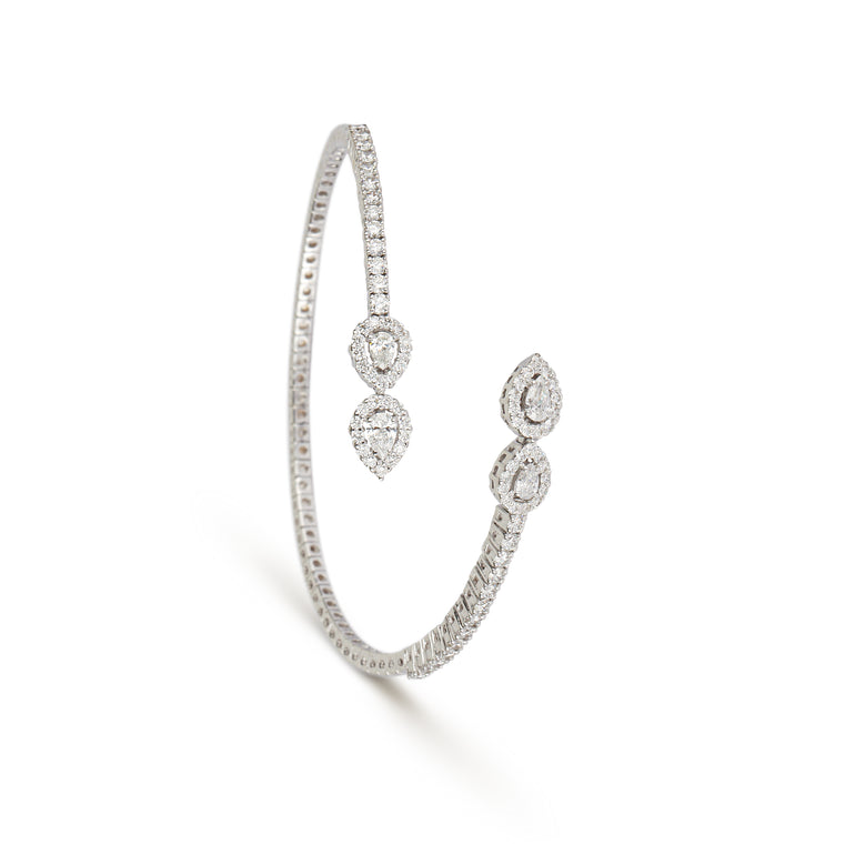 Double Pear Shape Full Diamond Cuff | Bridal Jewelry 