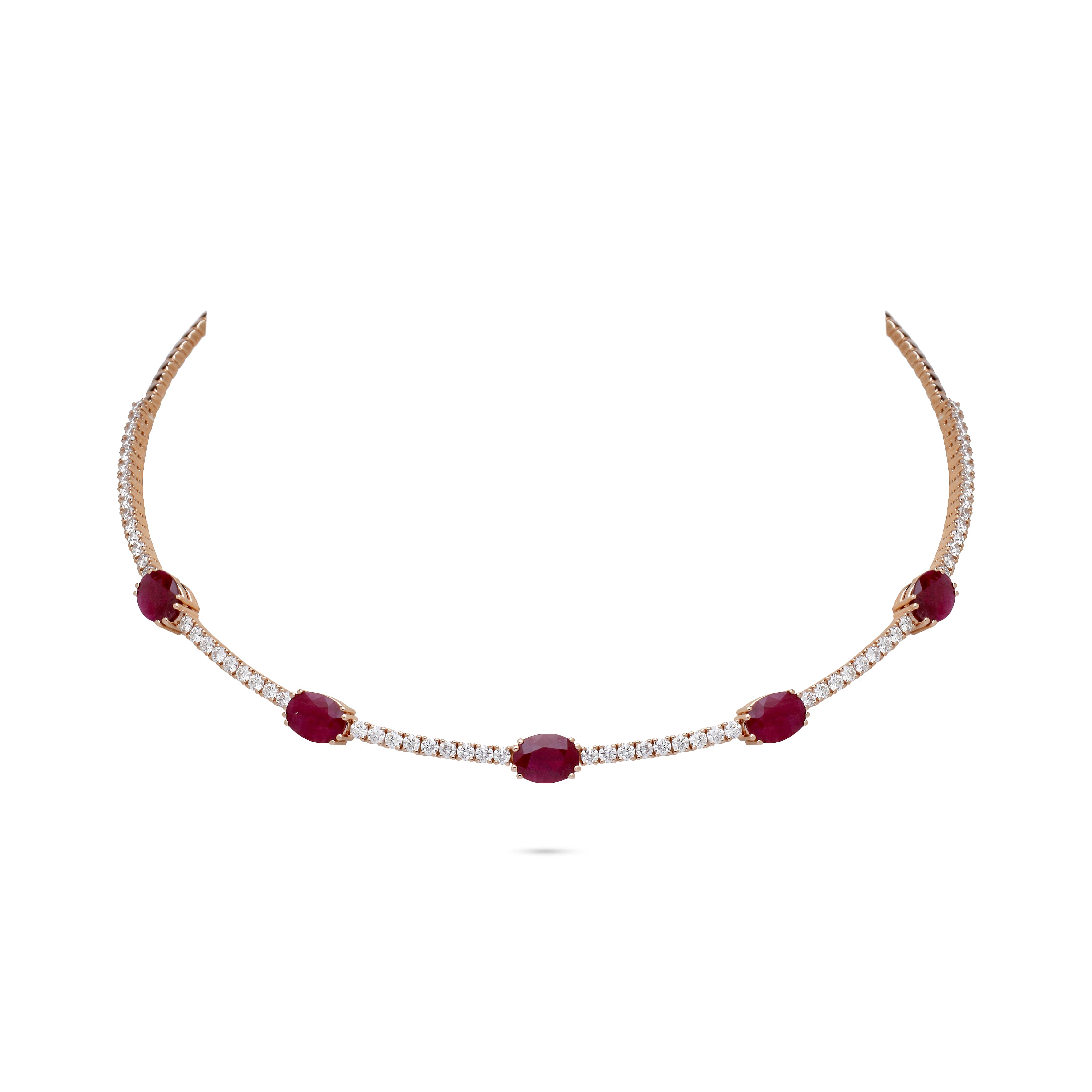Ruby & Diamond Linear Choker | Diamond Necklace | Designer Jewellery Online