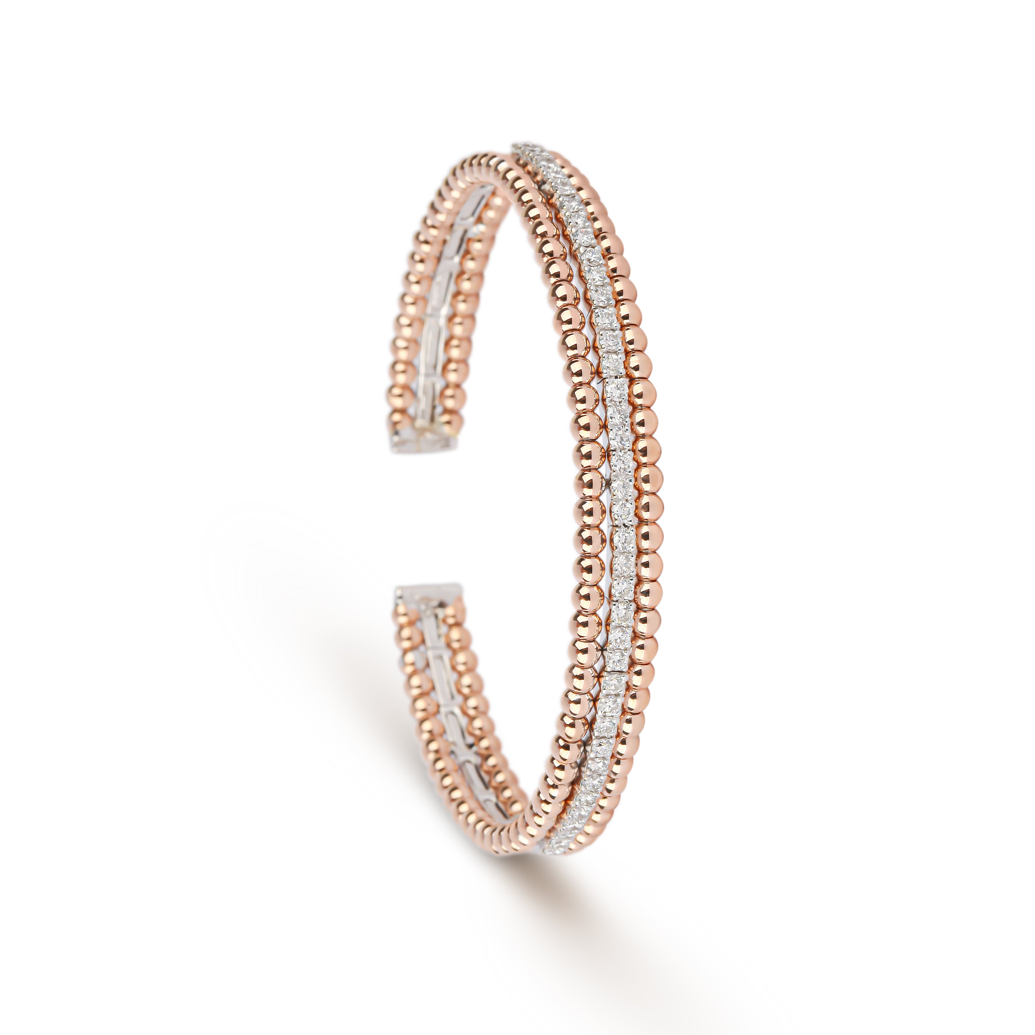 Triple Layer Rose Gold & Diamond Cuff | best jewelry online 