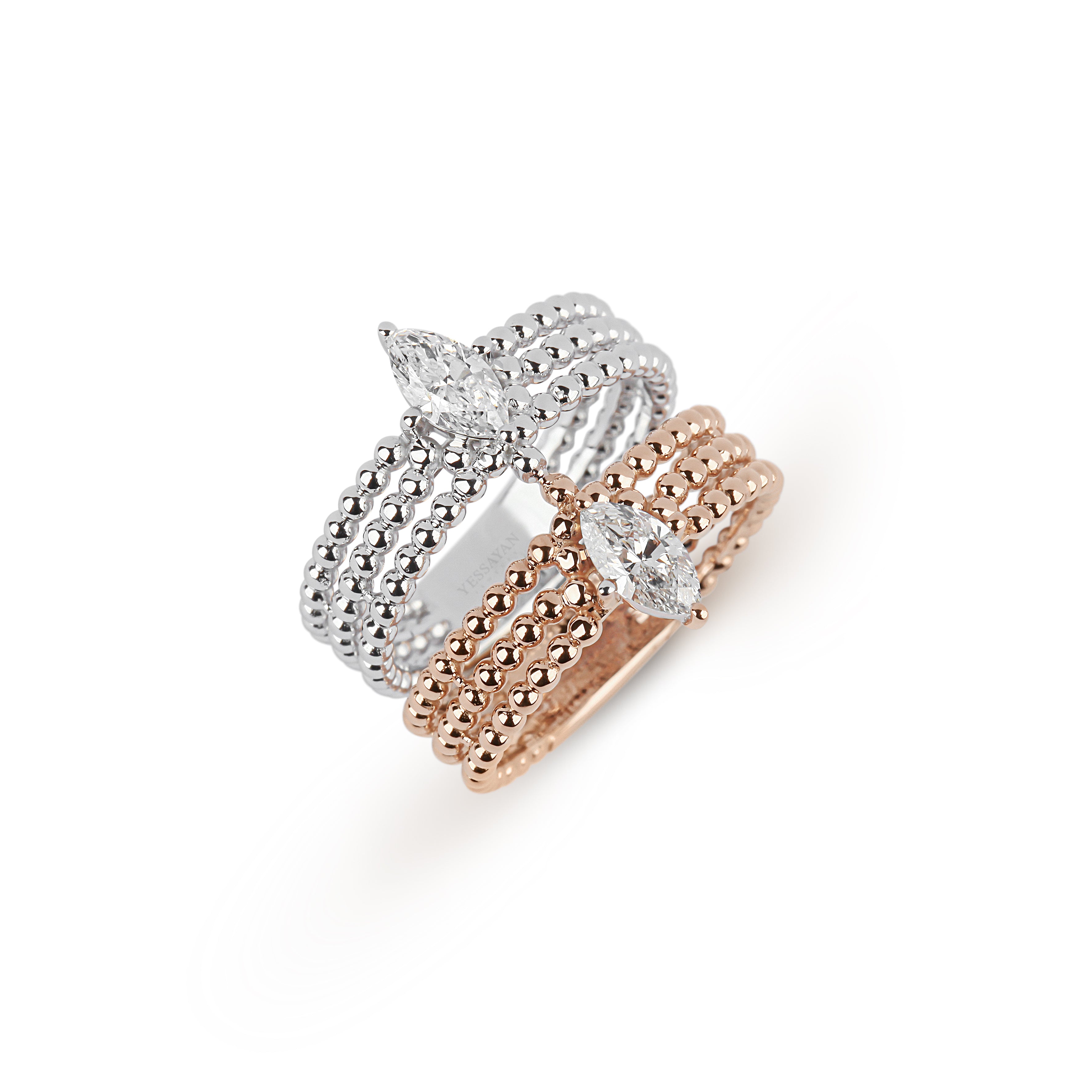Two-Tone Stacked Diamond Ring | jewellery store | buy rings online