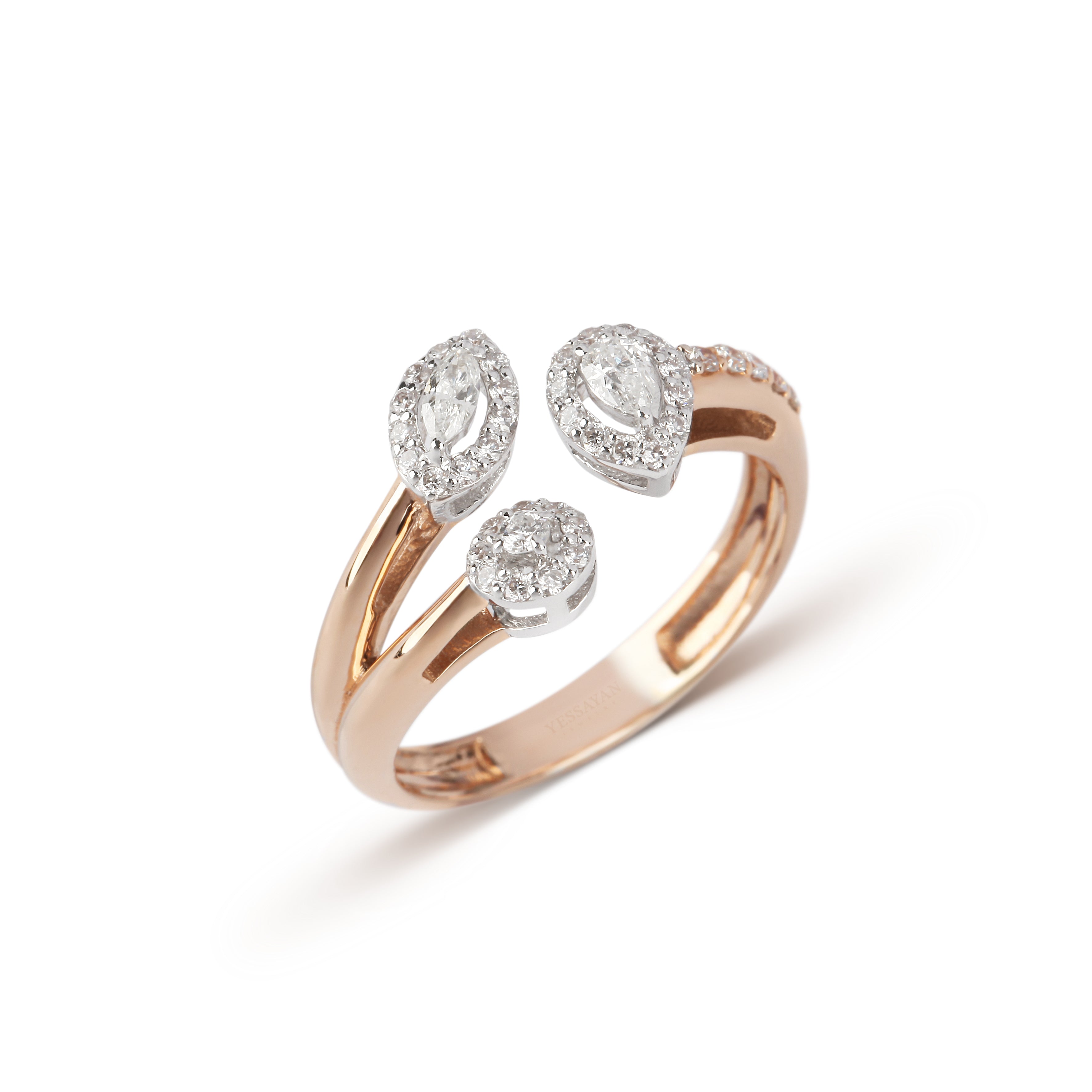Rose Gold Triple Diamond Ring | diamond ring | jewellery set for wedding