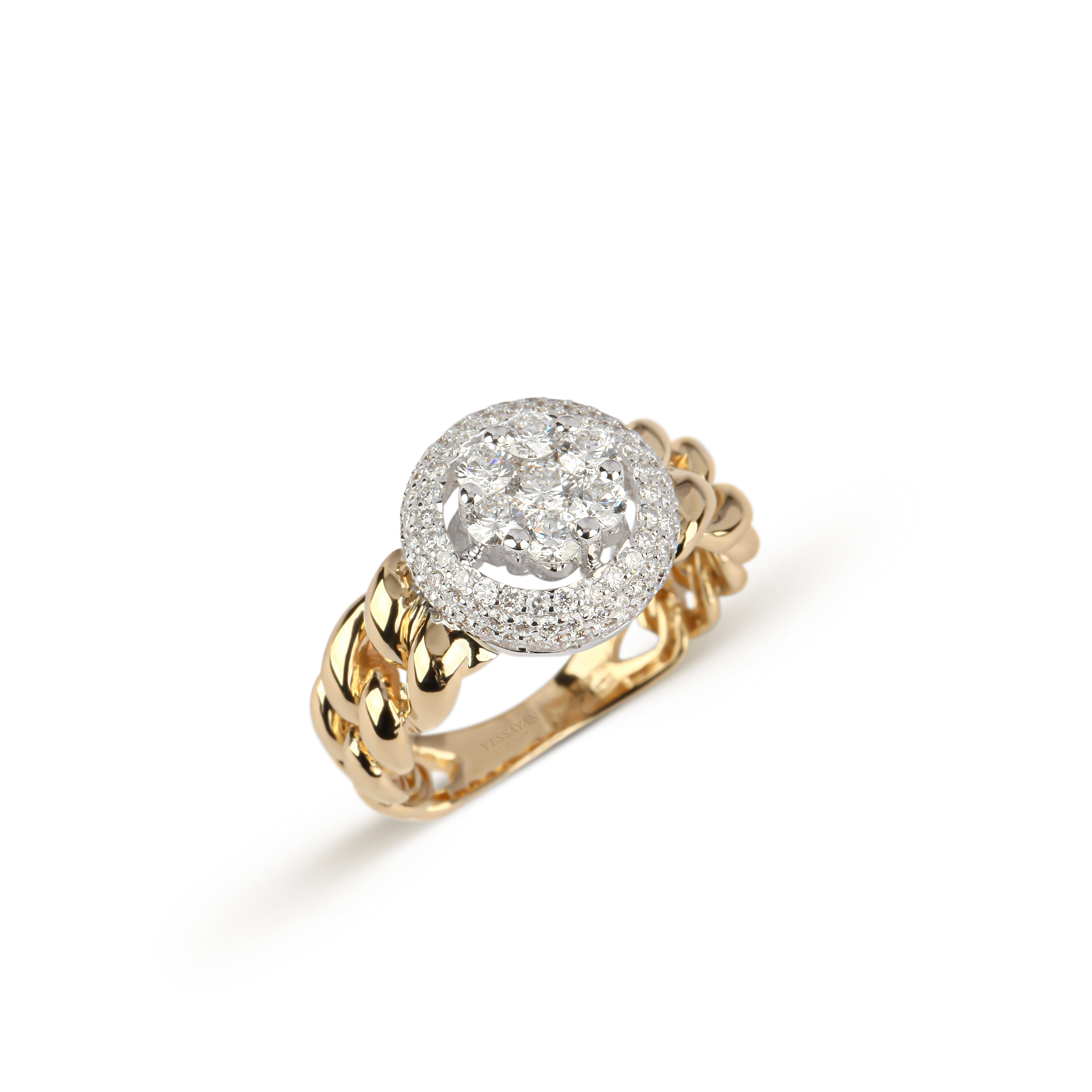 Two-Tone Chain Band Diamond Ring | diamond ring | solitaire engagement ring