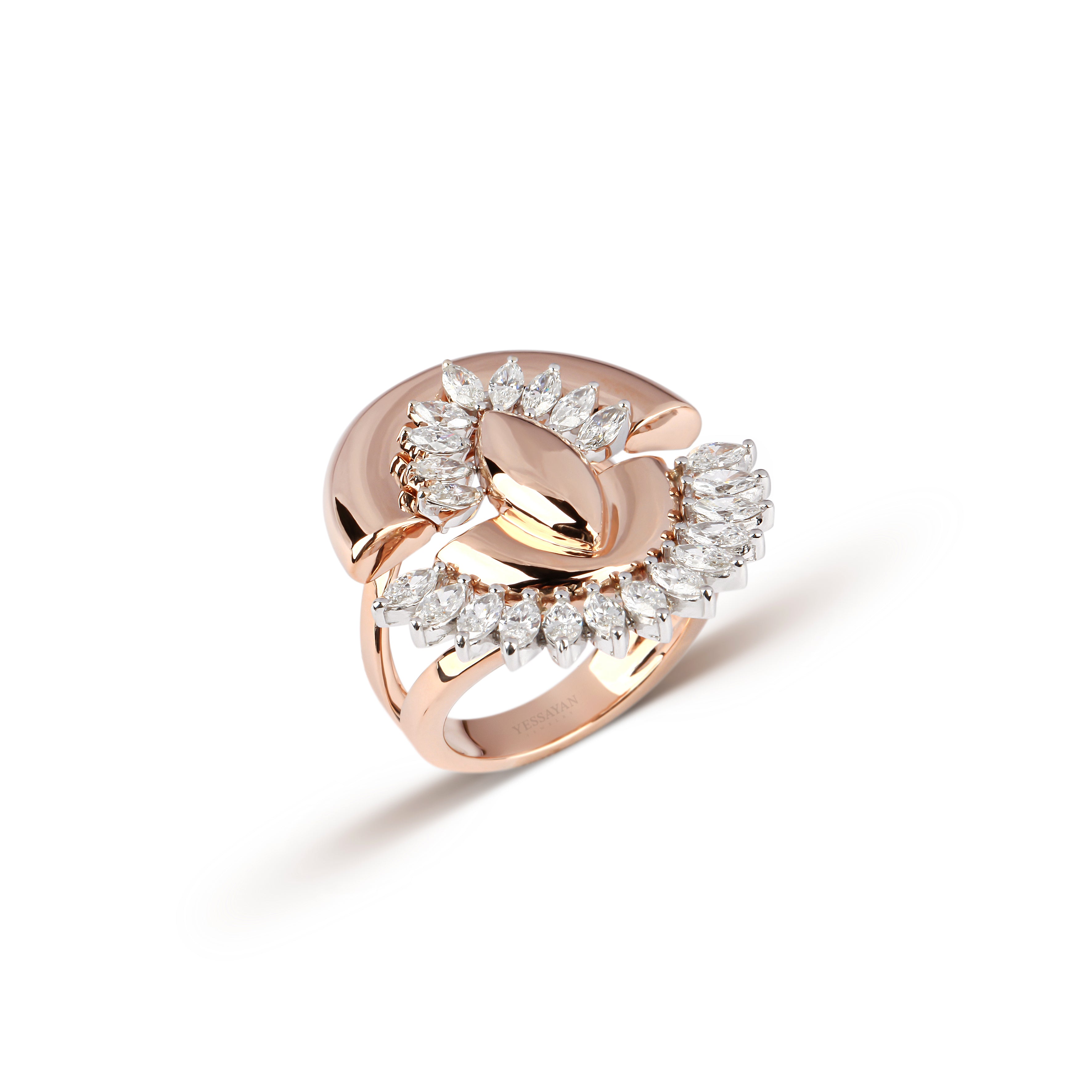 Rose Gold & Marquise Arc Diamond Ring | diamond ring | designer jewellery online