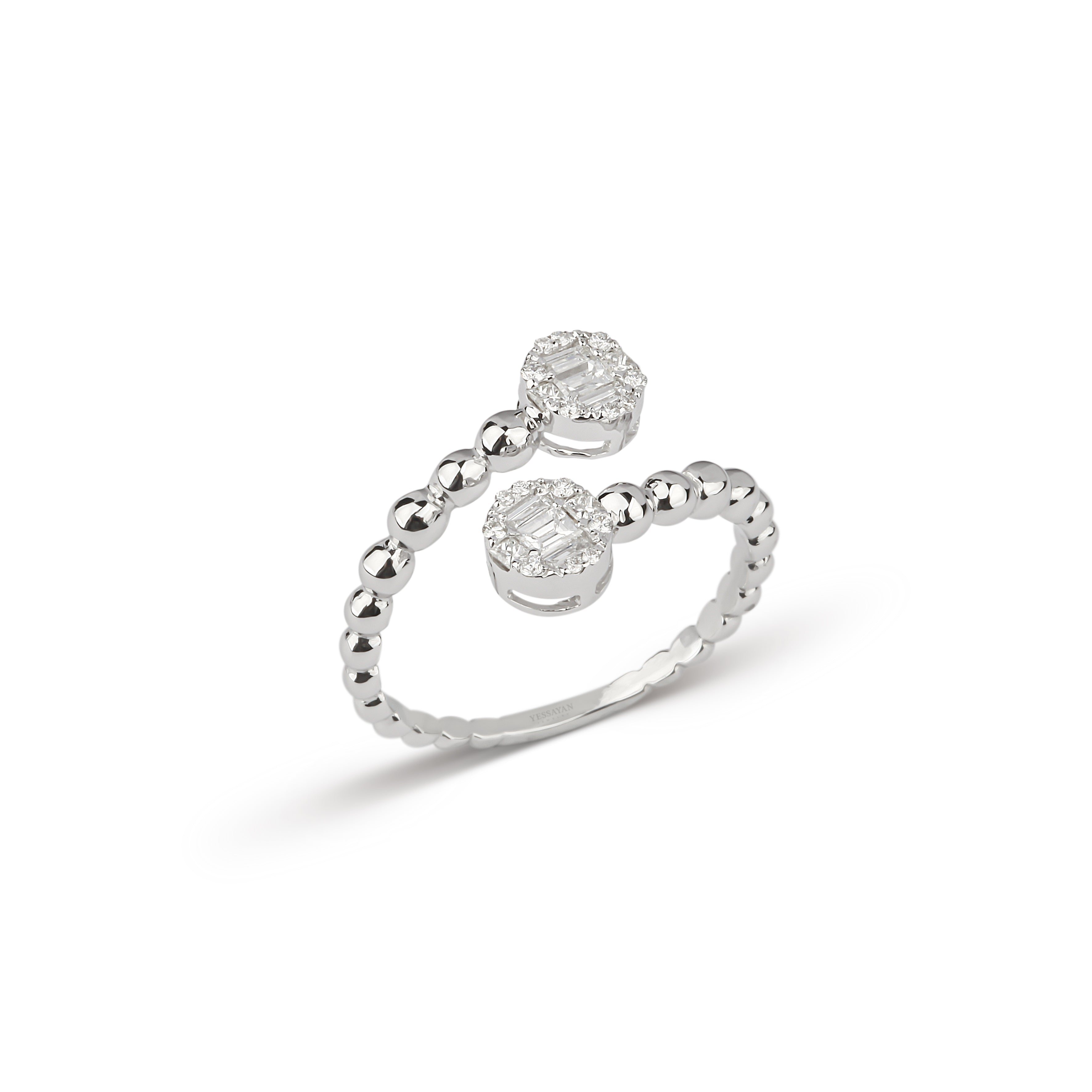 Double Diamond Beaded Band Ring | diamond ring | diamond wedding band