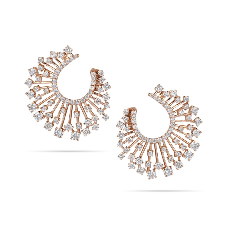 Diamond Rays Hoop Earrings | Jewelry Online