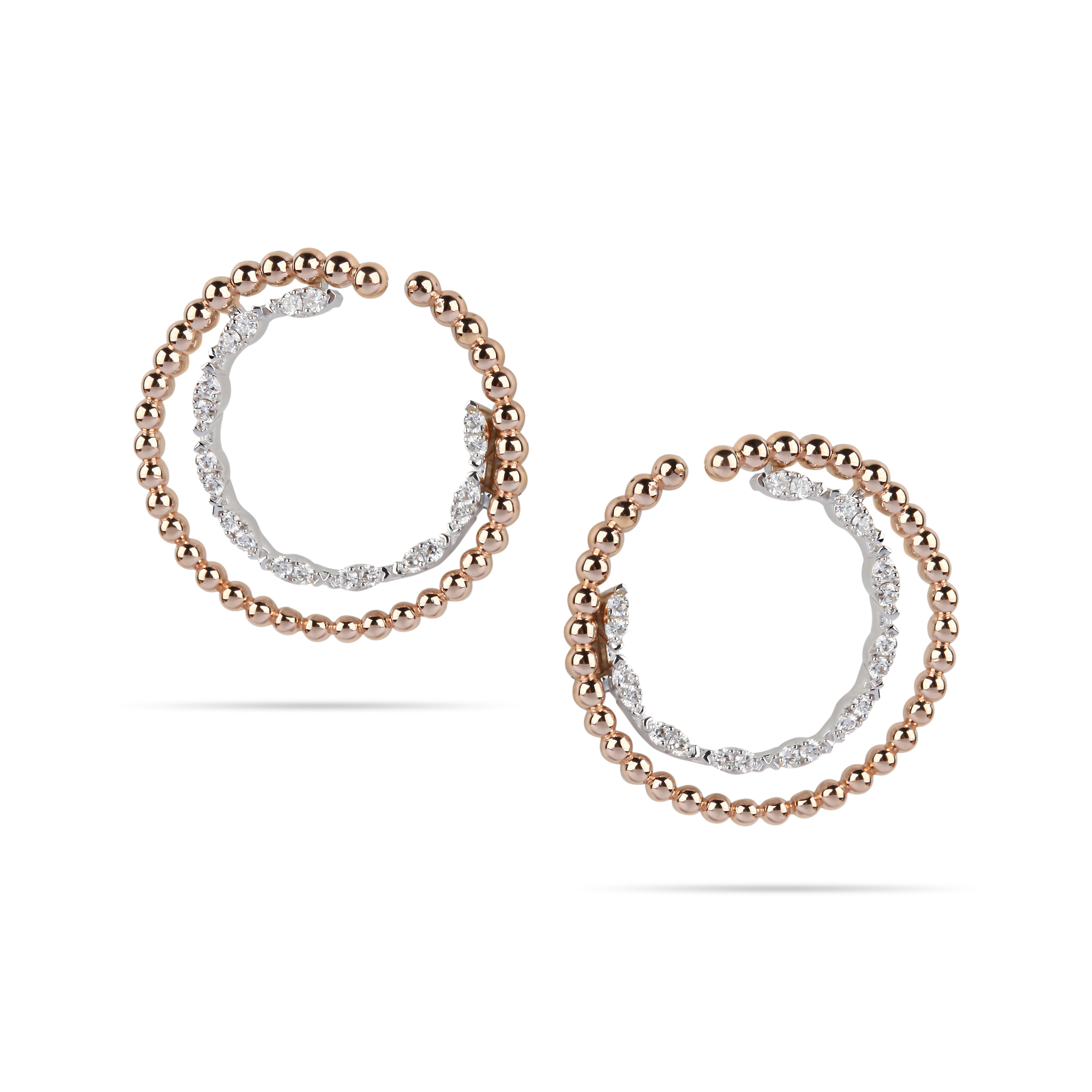 Rose Gold Rose Gold Beaded & Diamond Hoop Earrings& Diamond Hoop Earrings | Online shopping