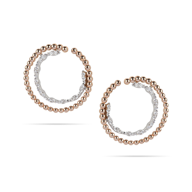 Rose Gold Rose Gold Beaded & Diamond Hoop Earrings& Diamond Hoop Earrings | Online shopping