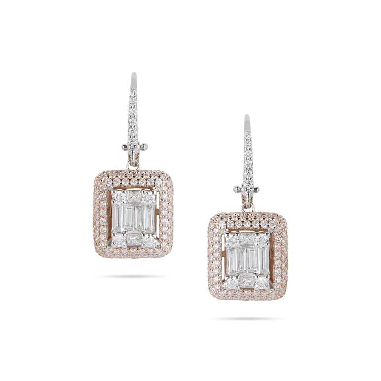 Two-Tone & Illusion Diamond Drop Earrings | Order Earrings