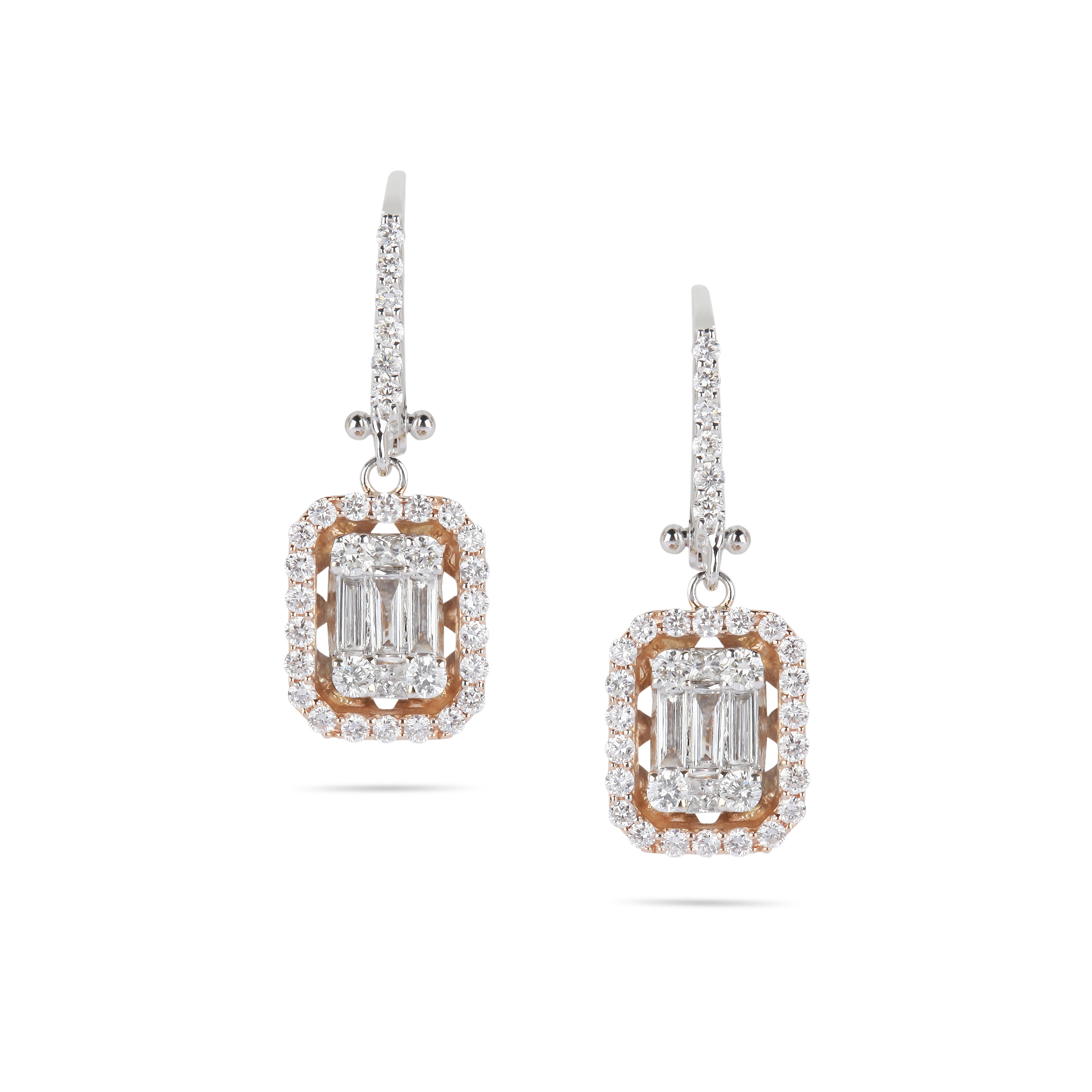 Small Two-Tone Illusion Drop Diamond Earrings | Earrings online