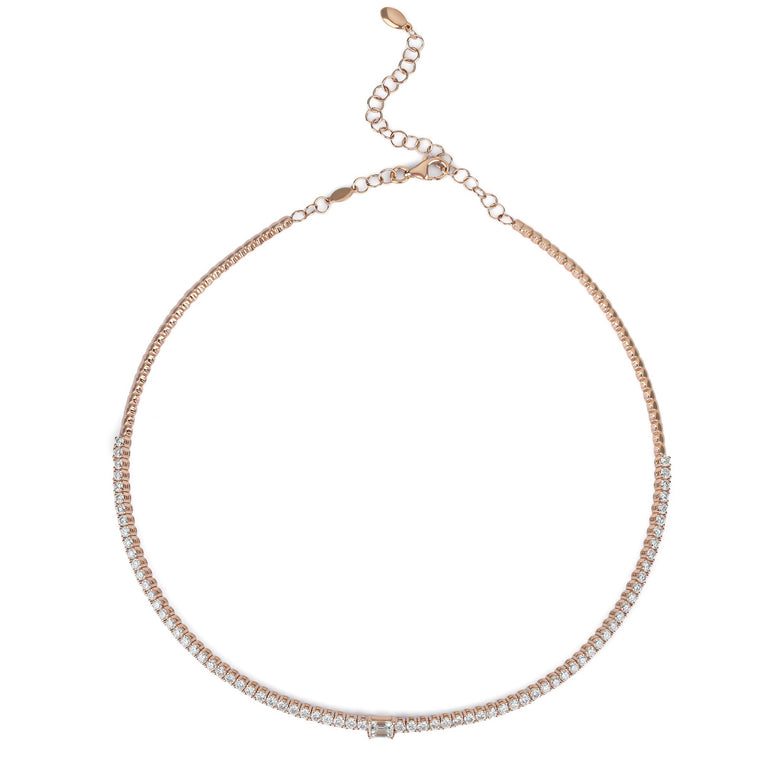 Rose Gold Choker Style Diamond Necklace | Diamond Necklace | Best Necklace Design