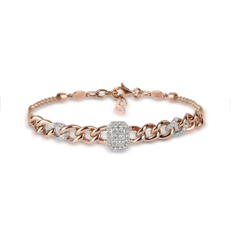 Cuban Link Chain Illusion Diamond Bracelet | Bridal Jewelry 