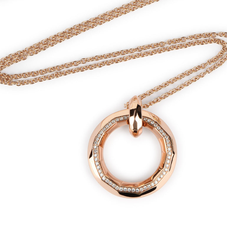 Small Circle Lined Diamond Pendant | Diamond Necklace | Diamond Store