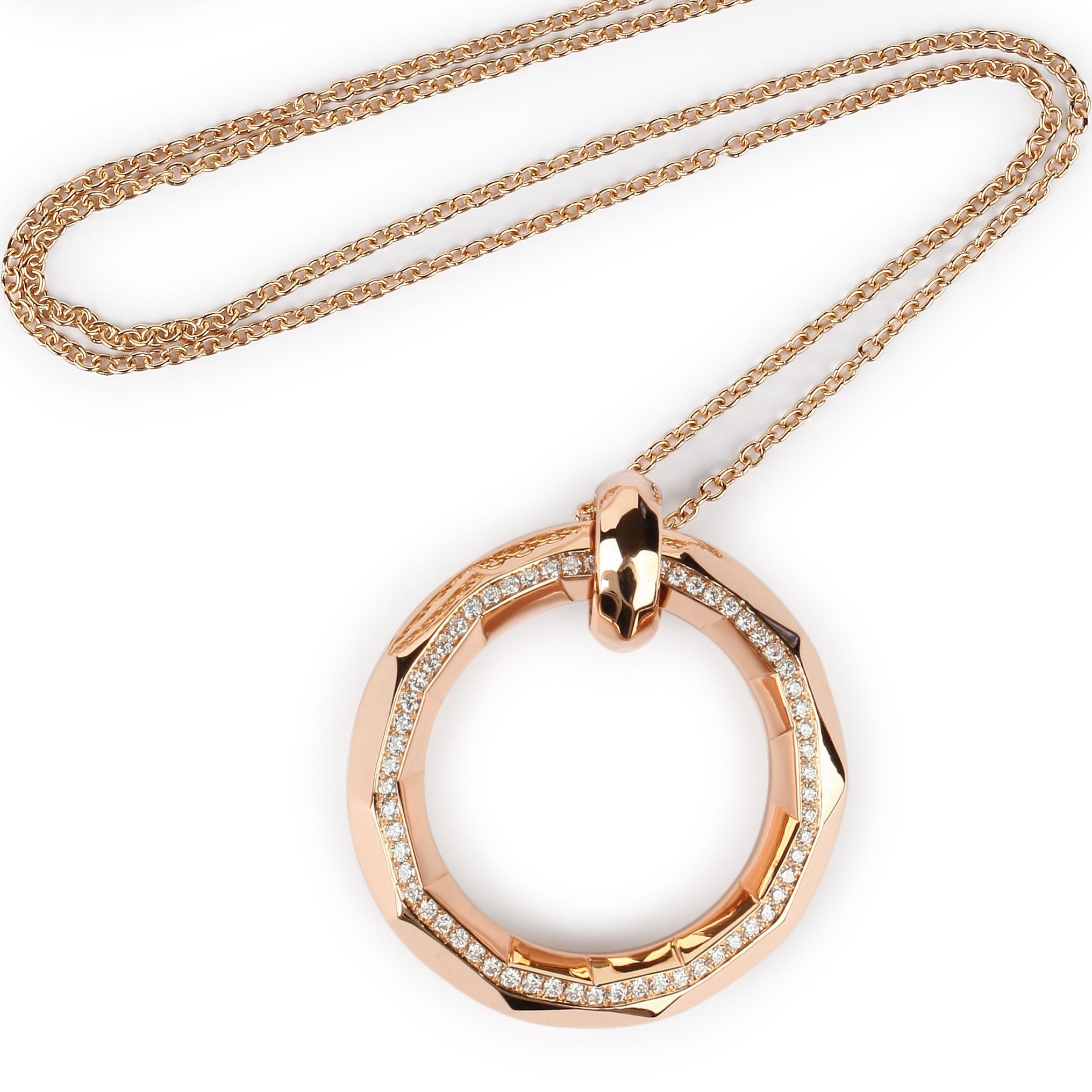 Circle Lined Diamond Pendant | Diamond Necklace | Diamond Pendant Necklace
