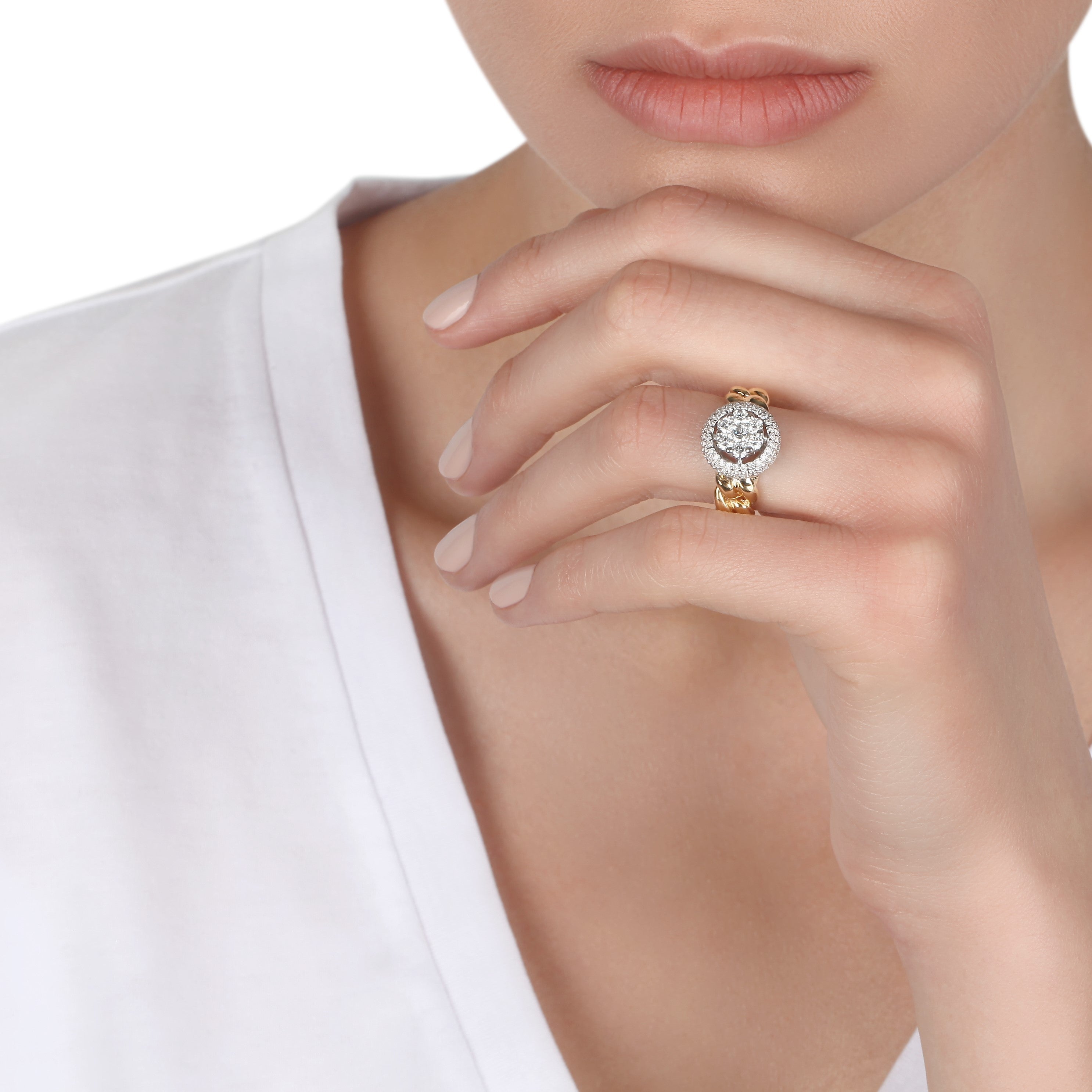 Two-Tone Chain Band Diamond Ring | diamond ring | jewellery website