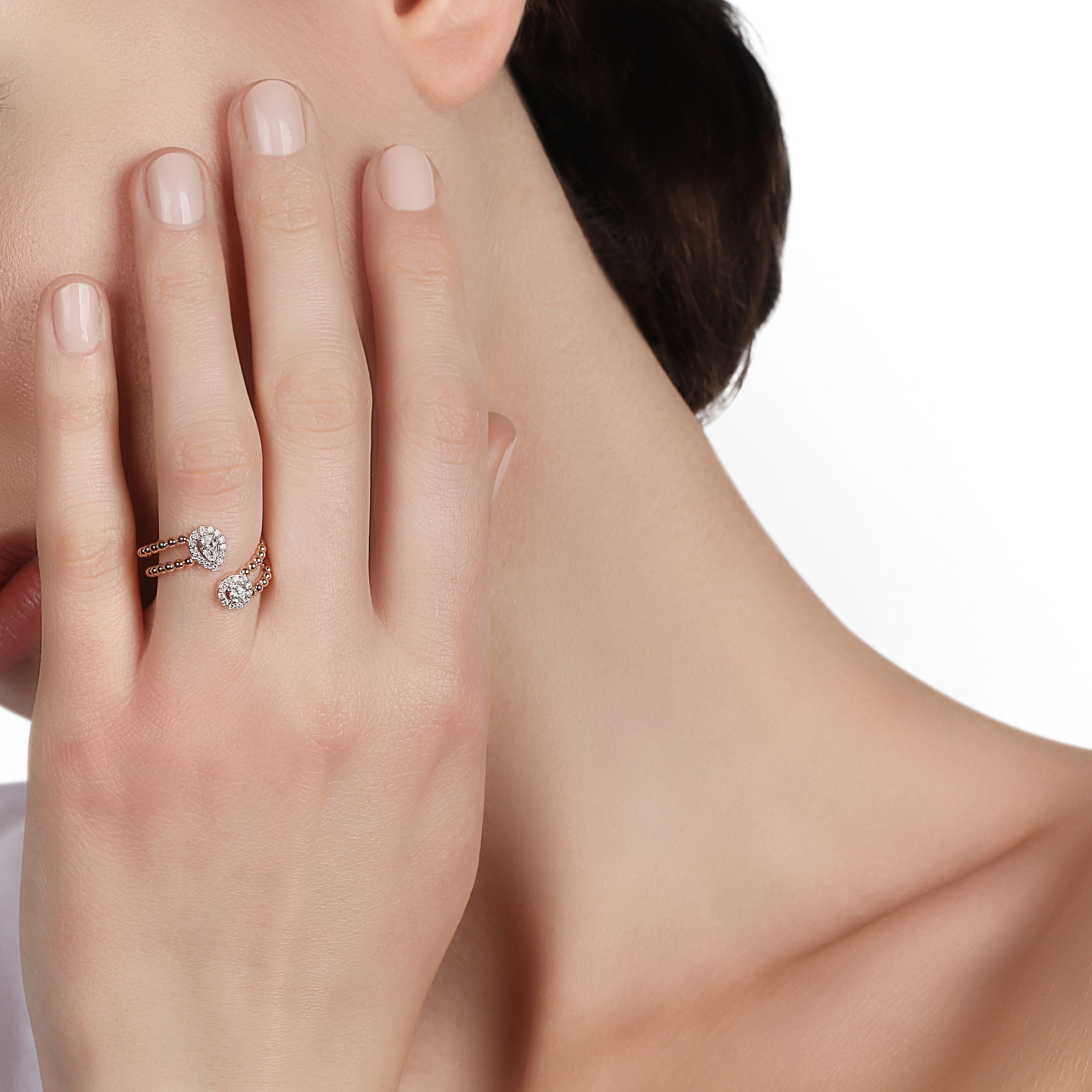 Diamond Cocktail Beaded Ring | jewellery set for wedding | buy rings online