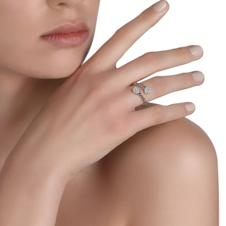 Double Diamond Beaded Band Ring | diamond ring | diamond wedding ring